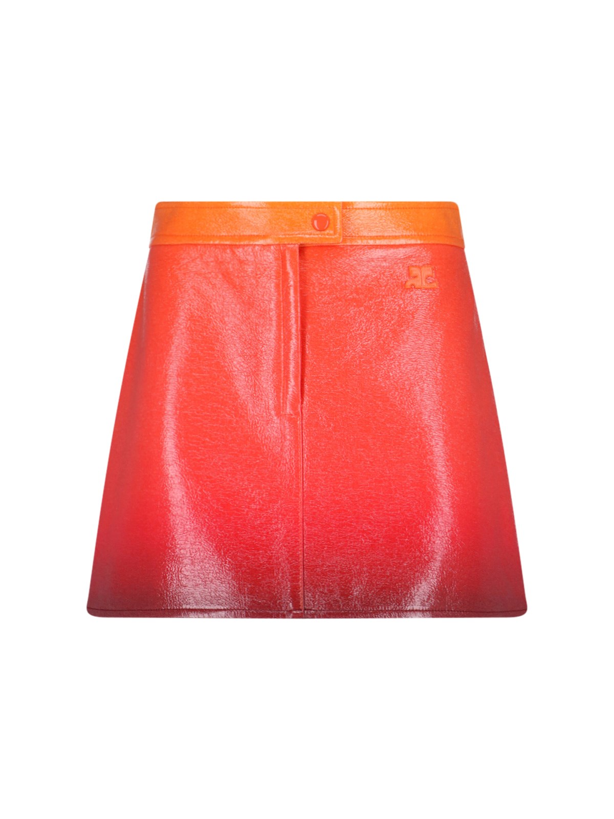 Shop Courrèges 'iconic Vinyl' Mini Skirt In Orange