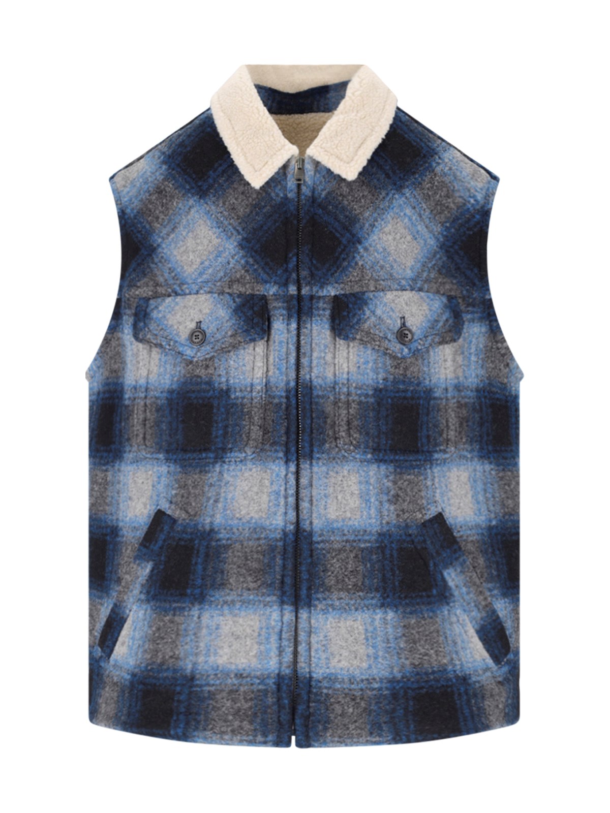 Isabel Marant Vest Sleeveless Zippered Check Motif In Blue