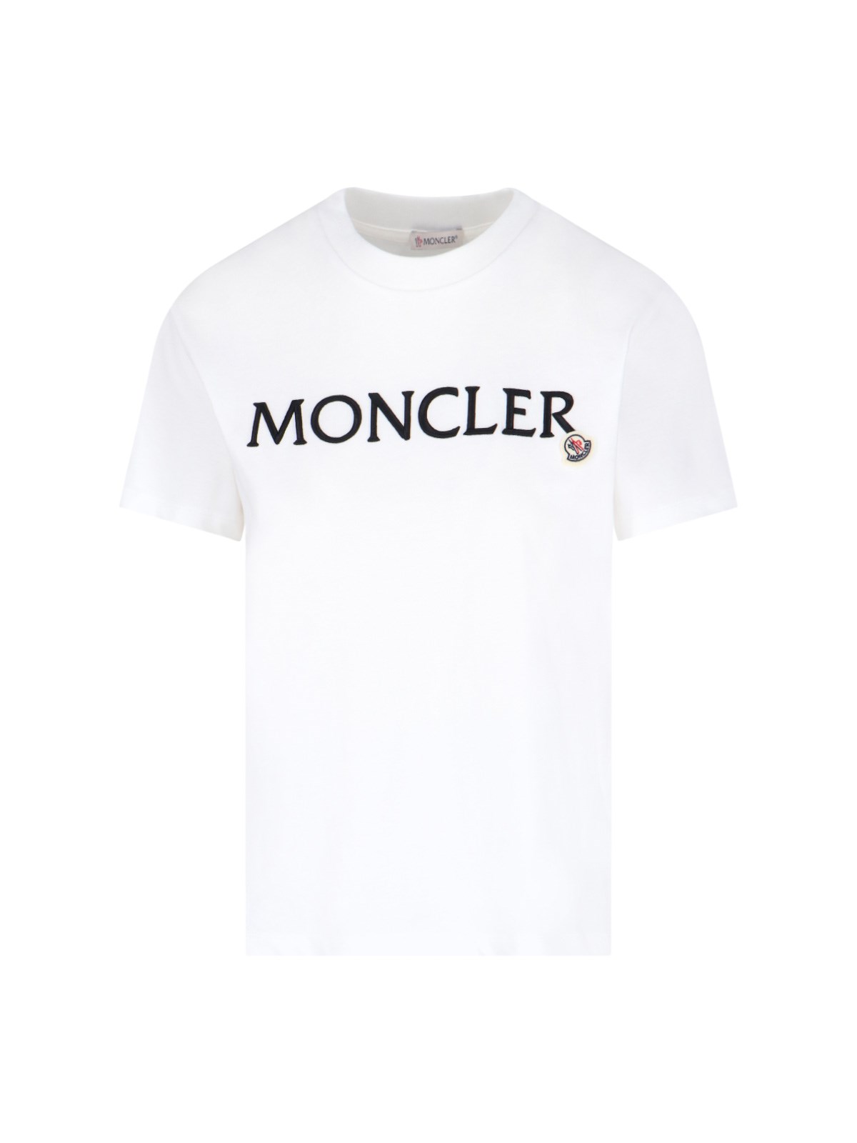 Moncler Logo Embroidery T-shirt In Bianco | ModeSens