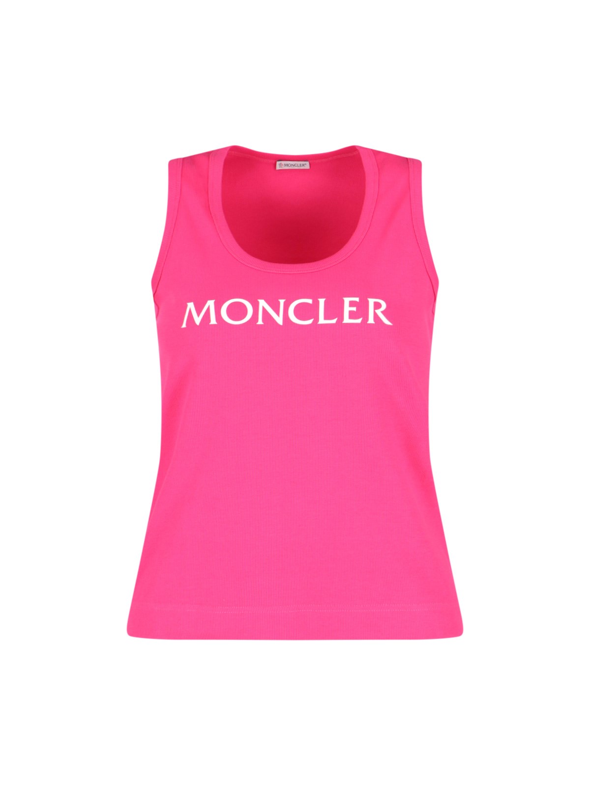 Moncler Logo-print Cotton-blend Tank Top In Rosa