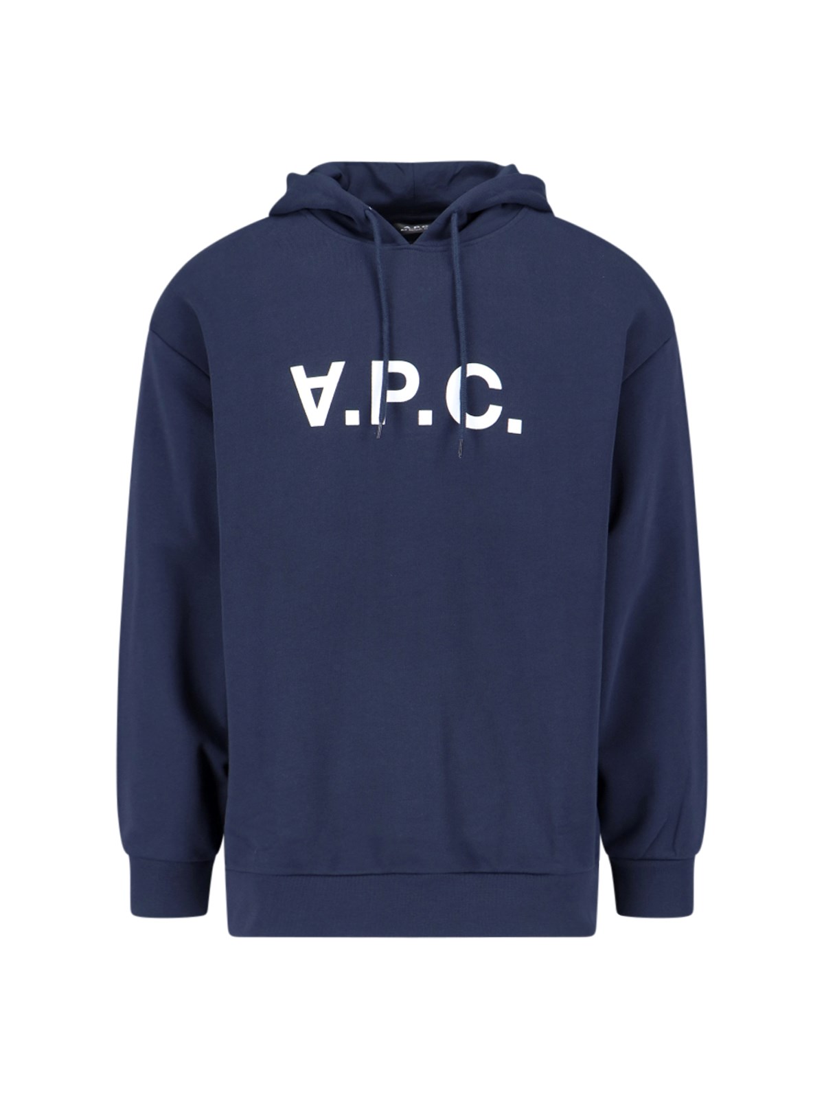 Apc A.p.c. Milo Hoodie With Flocked Logo Print In Blue