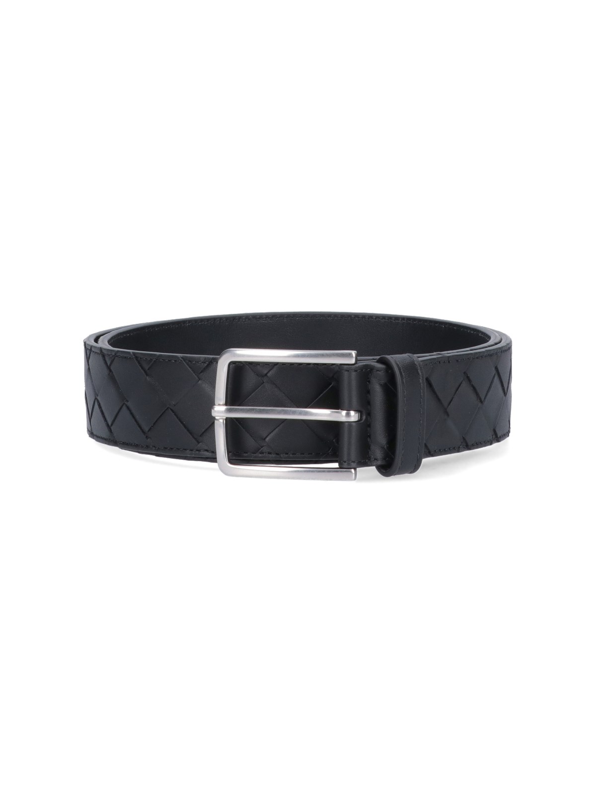 Shop Bottega Veneta Intrecciato Woven Belt In Nero