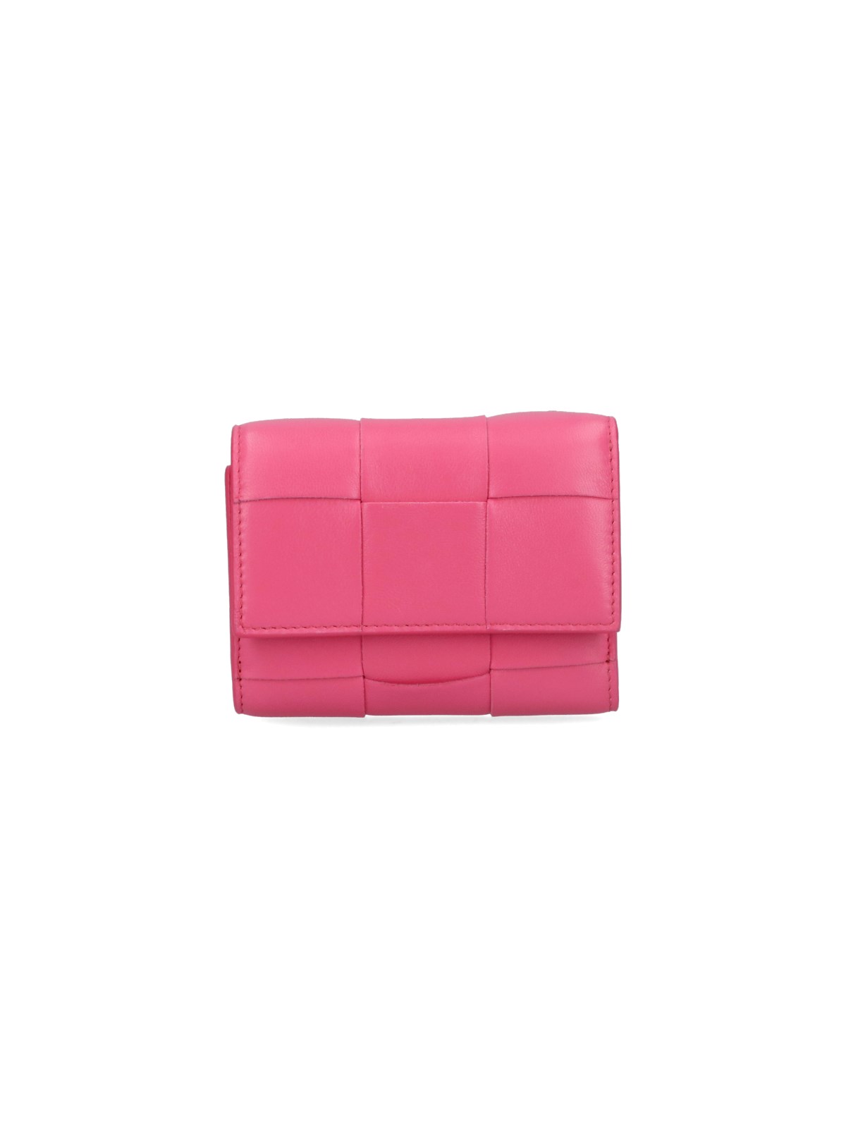 Bottega Veneta Woven Tri-fold Wallet In Pink