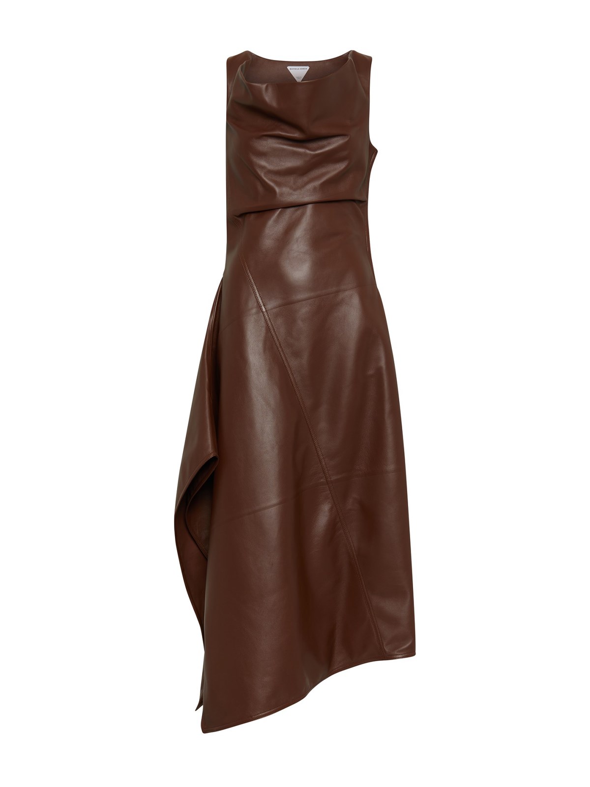 Shop Bottega Veneta Draped Midi Dress In Brown