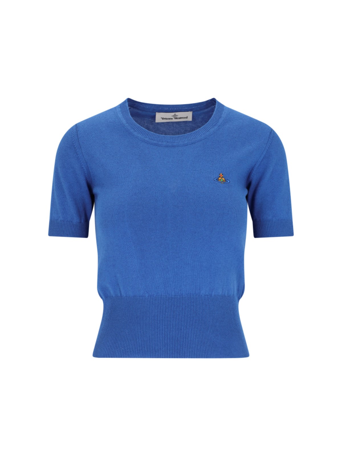Vivienne Westwood Bea Logo Cotton & Cashmere Knit Top In Blue
