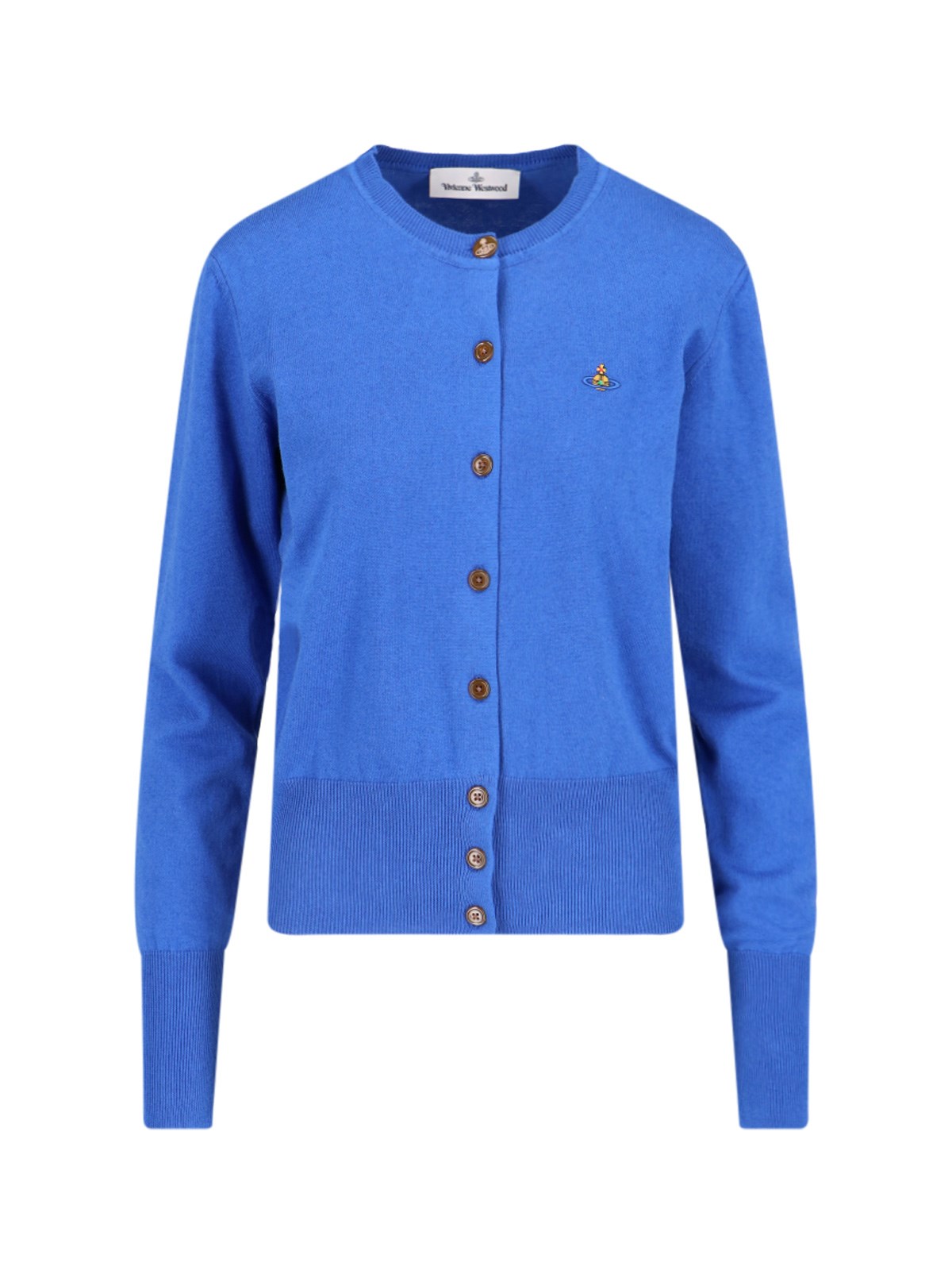 Vivienne Westwood Orb-embroidered Fine-knit Cardigan In Blue