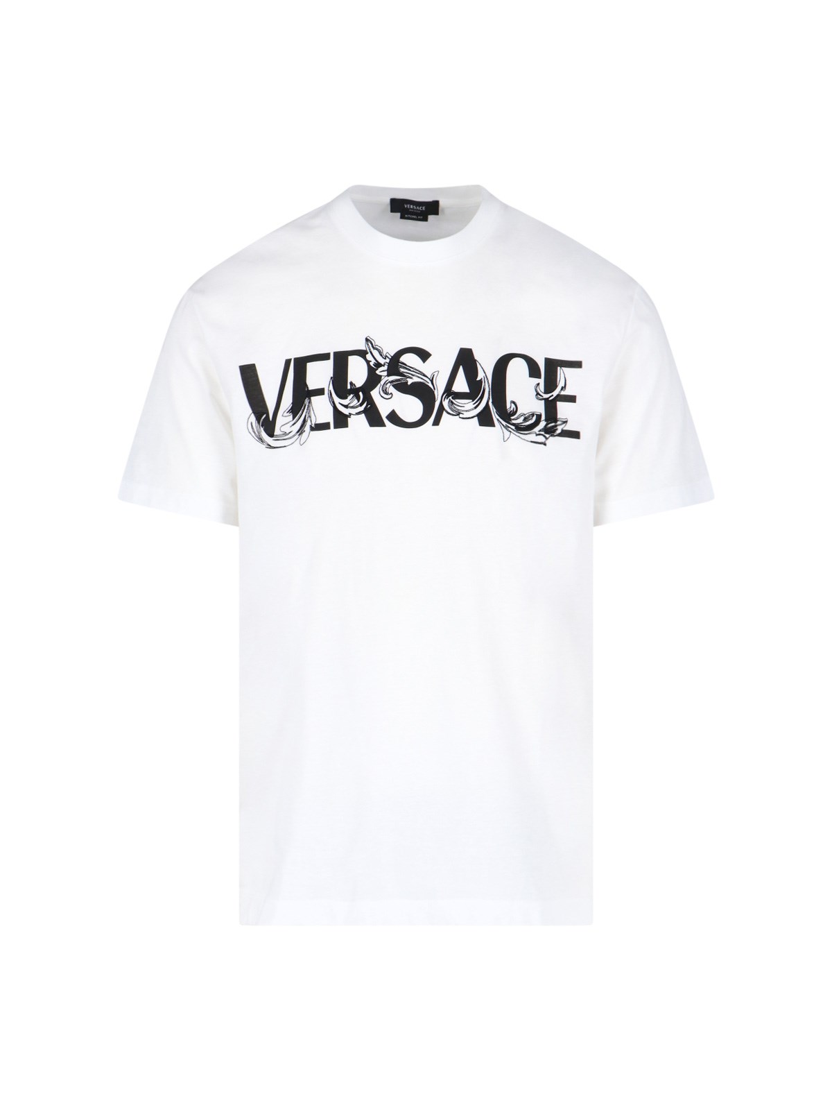 Shop Versace 'barocco' Logo T-shirt In White