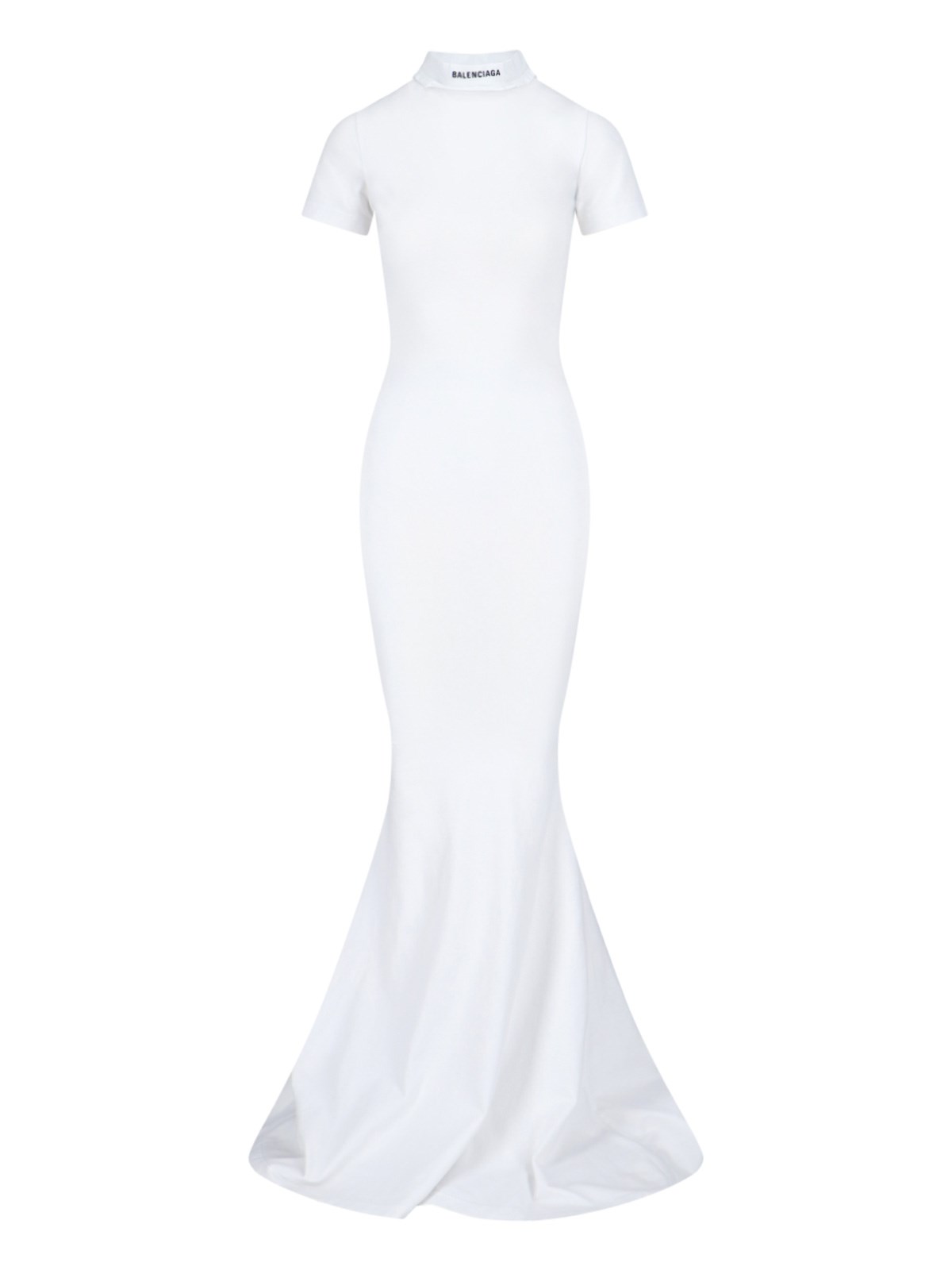 Balenciaga Embroidered Stretch-cotton Jersey Maxi Dress In White