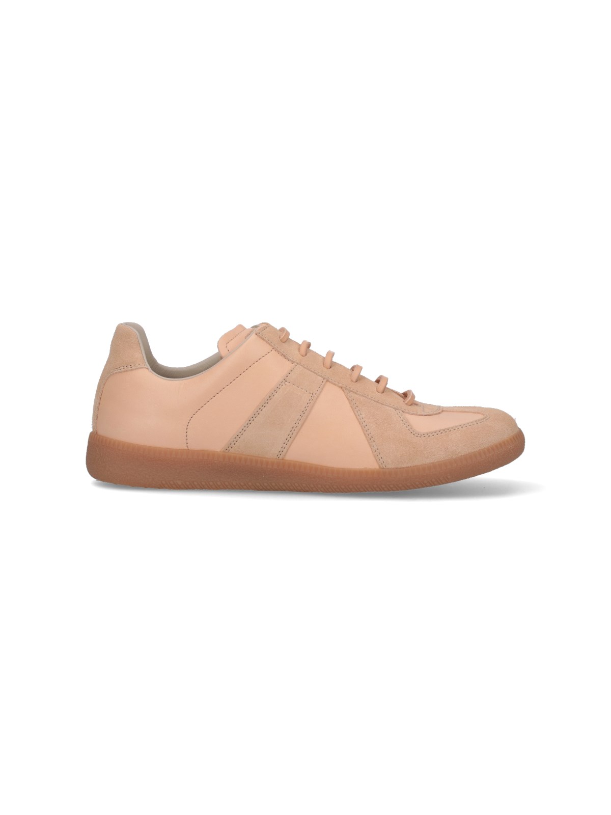 Maison Margiela Replica Suede-trimmed Leather Sneakers In Beige