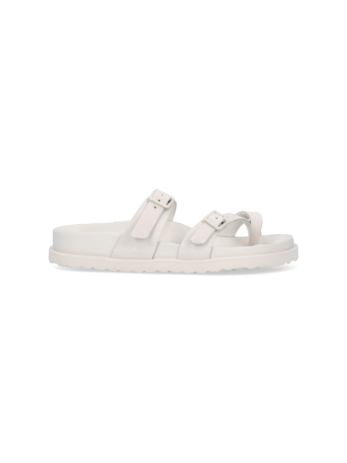 Birkenstock Double-buckle Leather Sandals In Grigio
