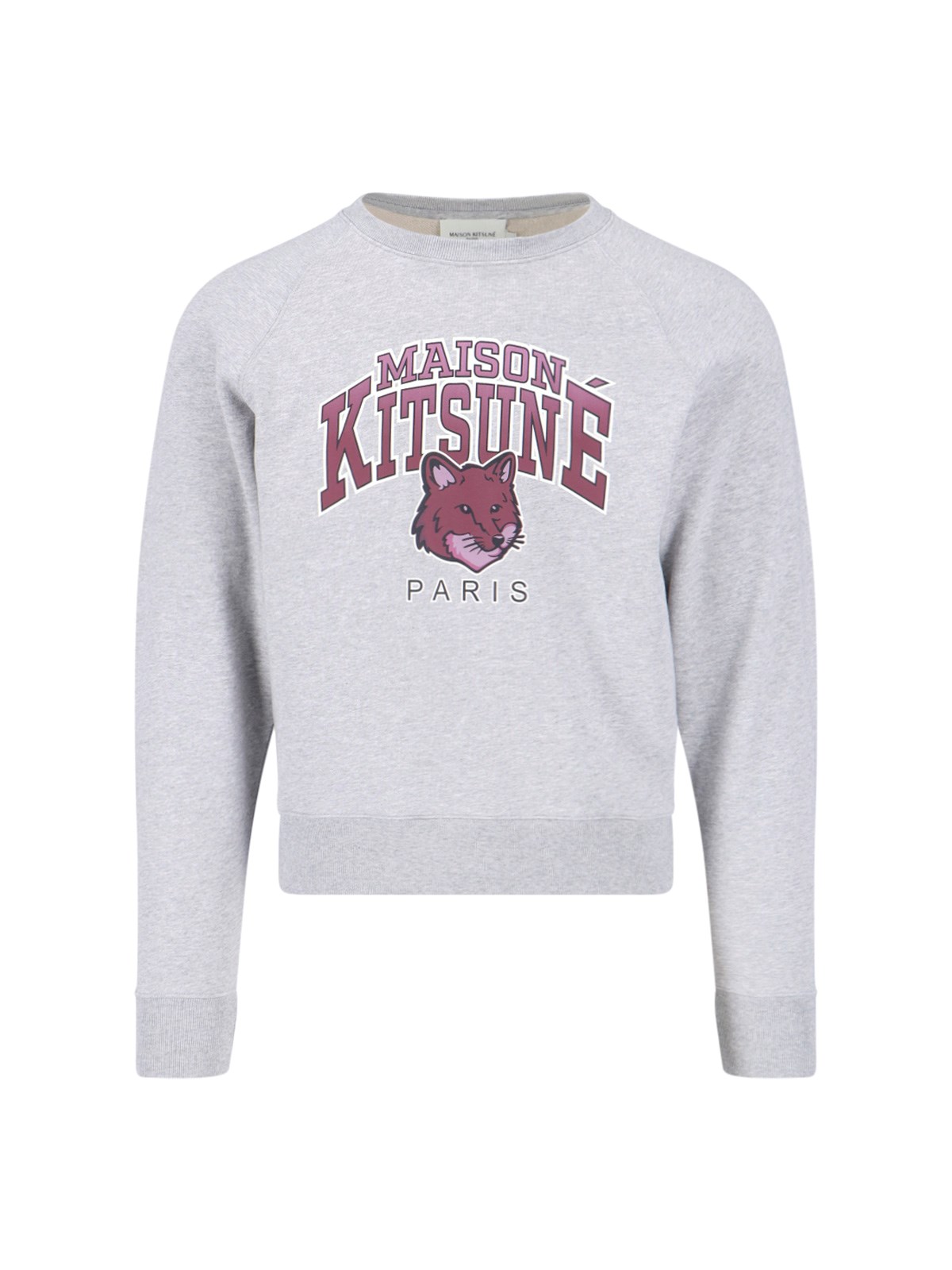 Shop Maison Kitsuné "campus Fox" Crewneck Sweatshirt In Gray