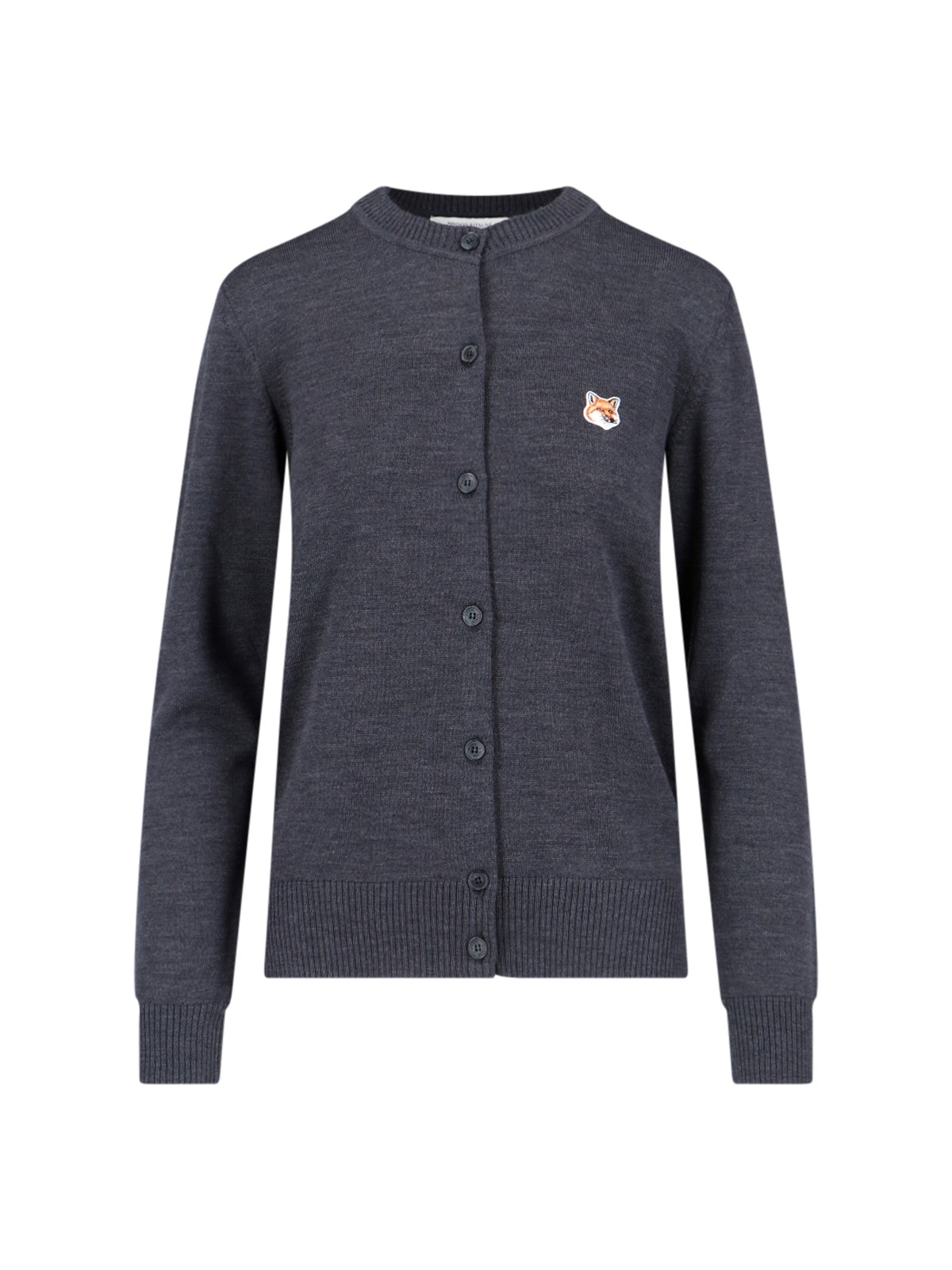 Maison Kitsuné Grey Fox Head Patch Adjusted Cardigan In Gray