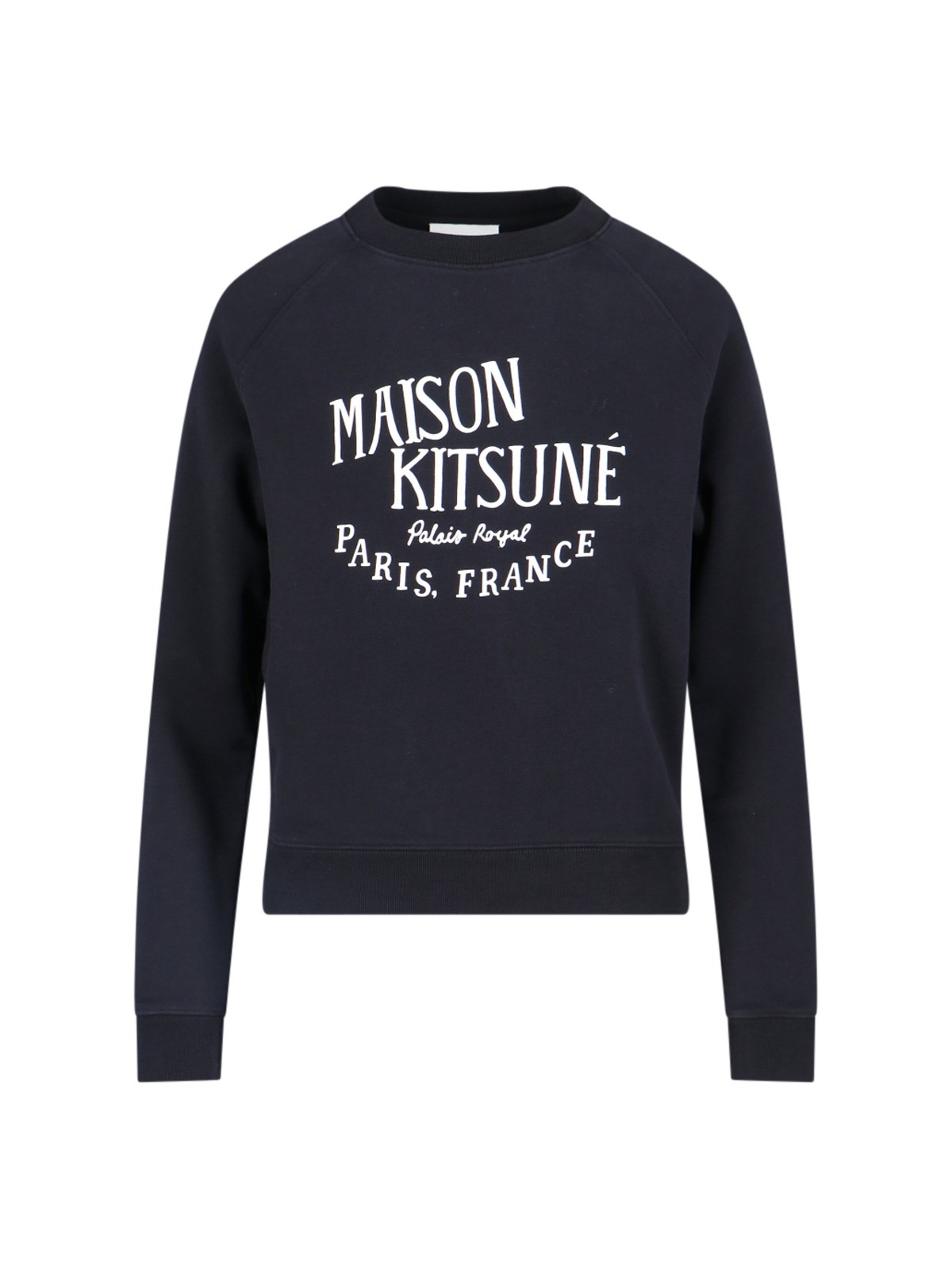 Shop Maison Kitsuné Logo Crew Neck Sweatshirt In Black  