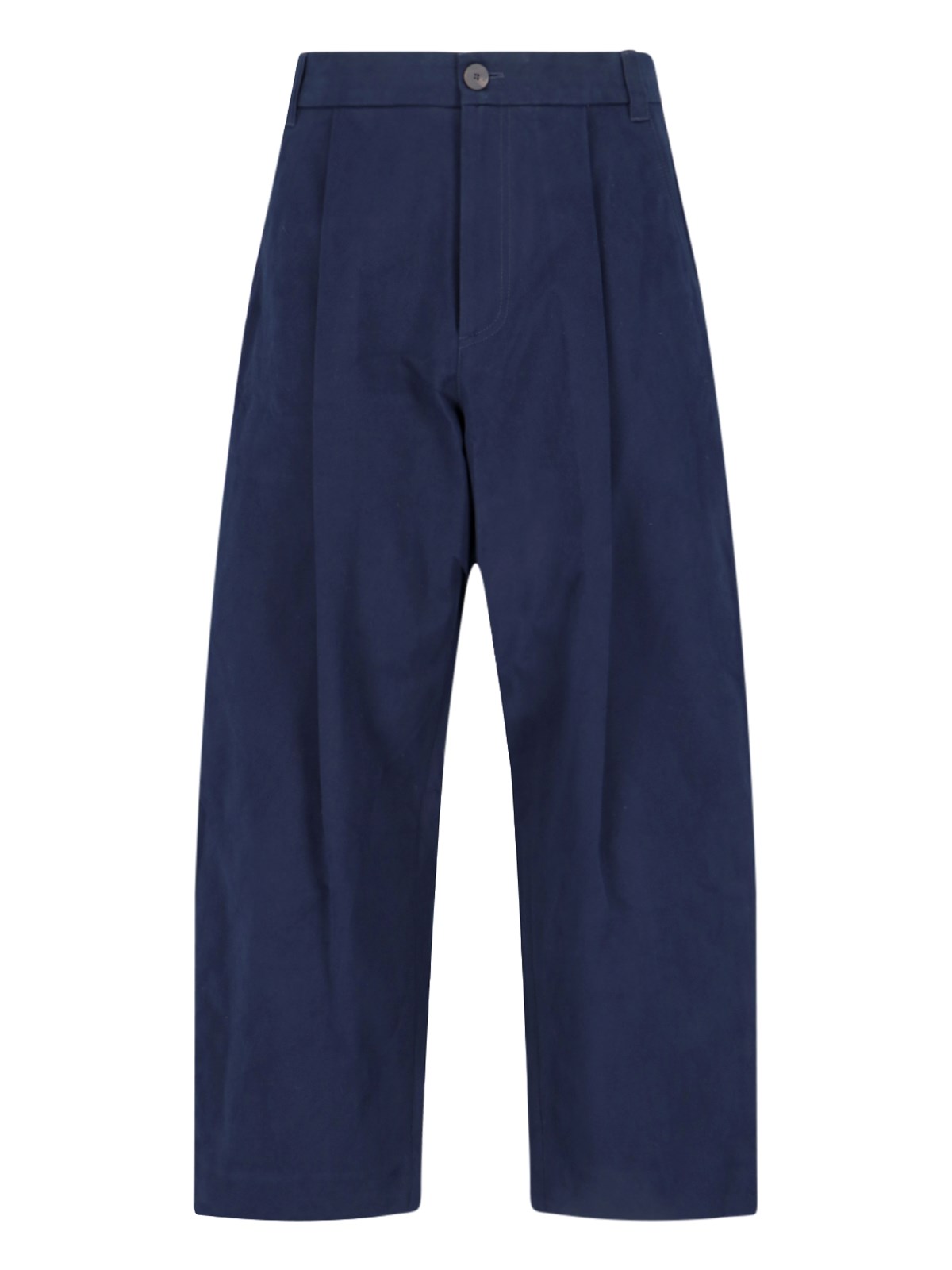 Studio Nicholson Sorte Cropped Cotton-twill Trousers In Blue