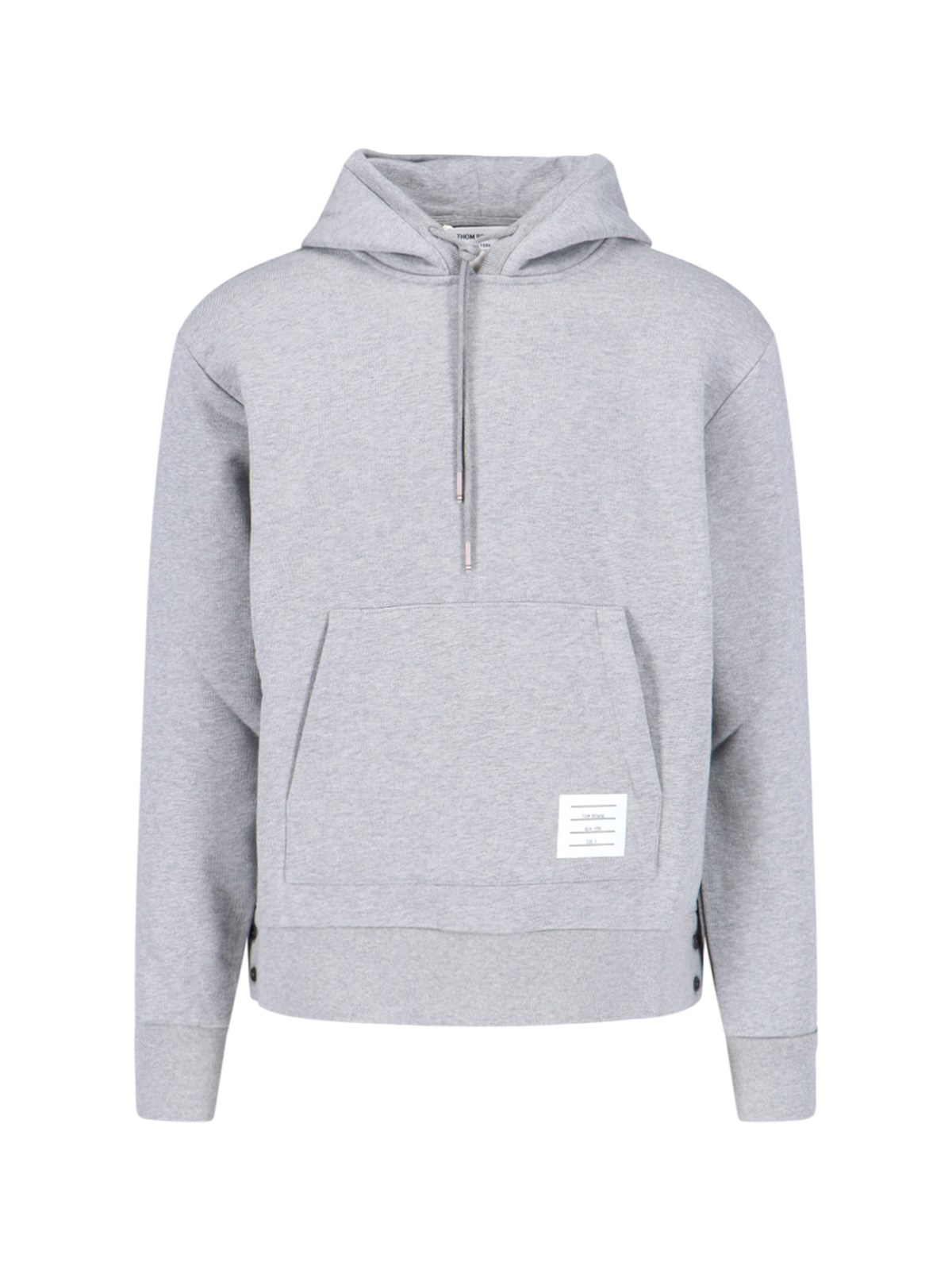 Thom Browne Back Tricolour Detail Hoodie In Gray