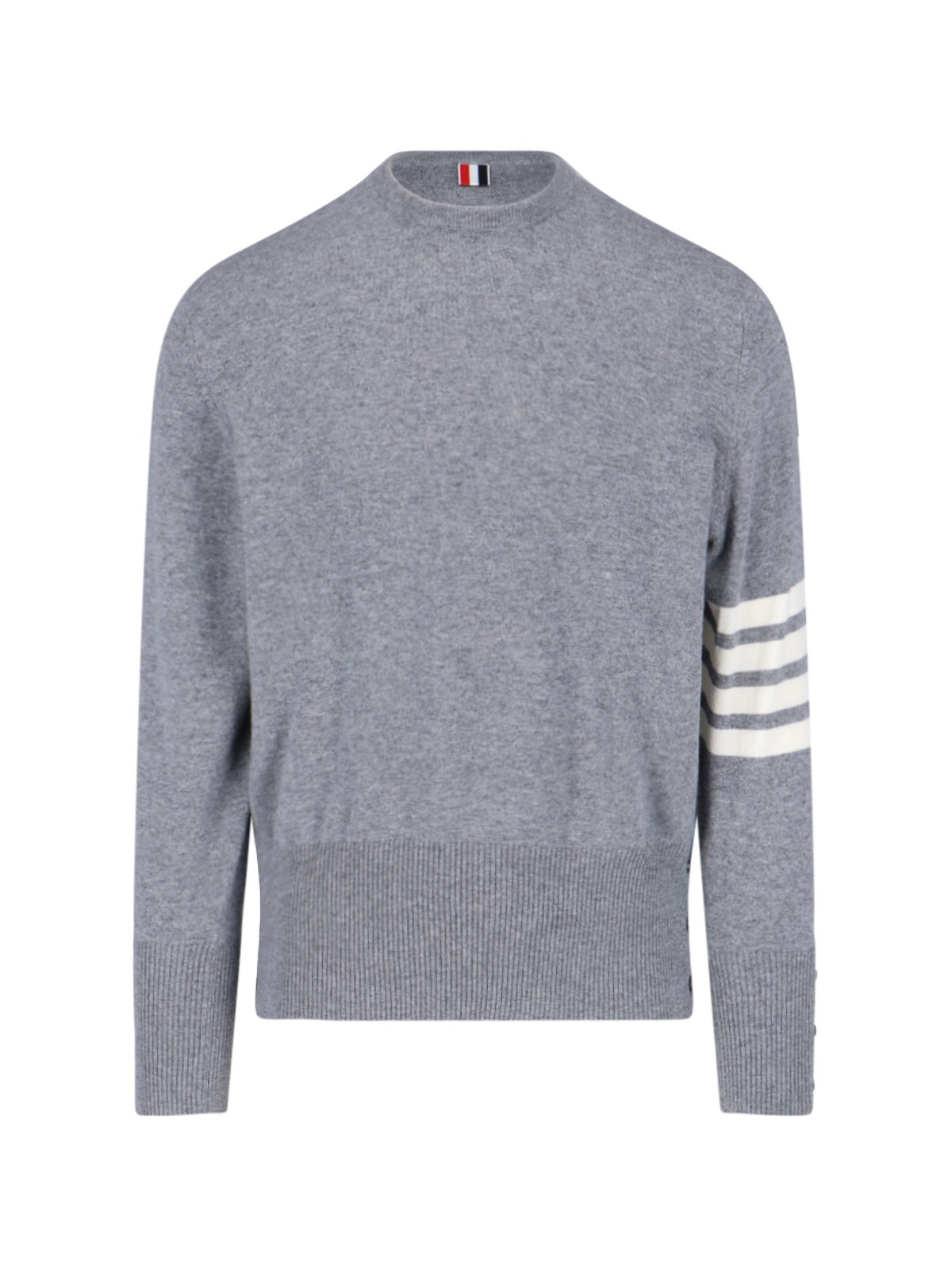 Shop Thom Browne '4-bar' Crew Neck Sweater In Gray