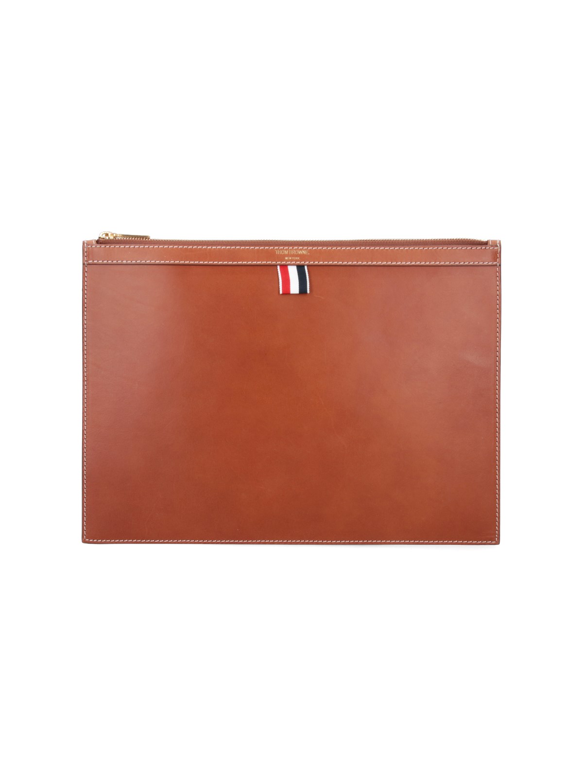 Thom Browne Tricolor Detail Document Holder In Brown