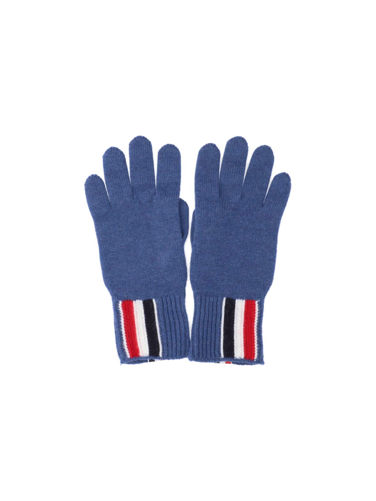 Shop Thom Browne "4-bar" Intarsia Gloves In Blue