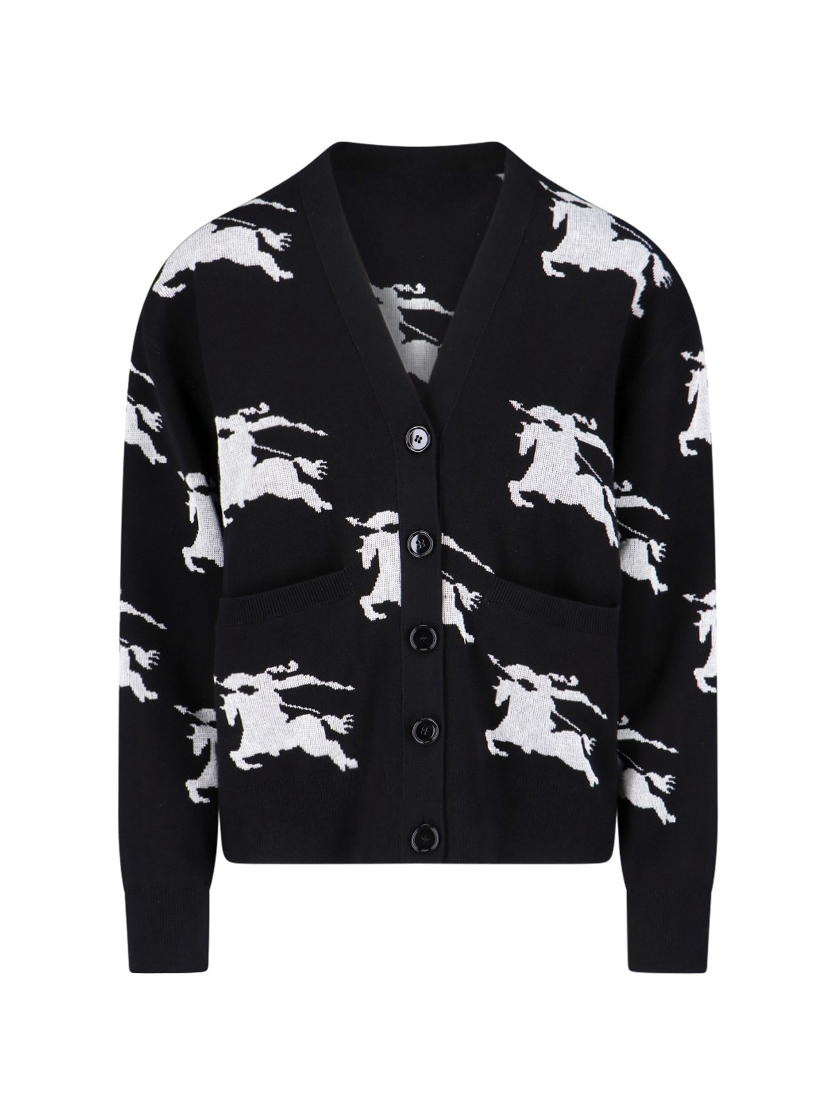 Burberry Ekd Cotton Silk Jacquard Sweater In Black  