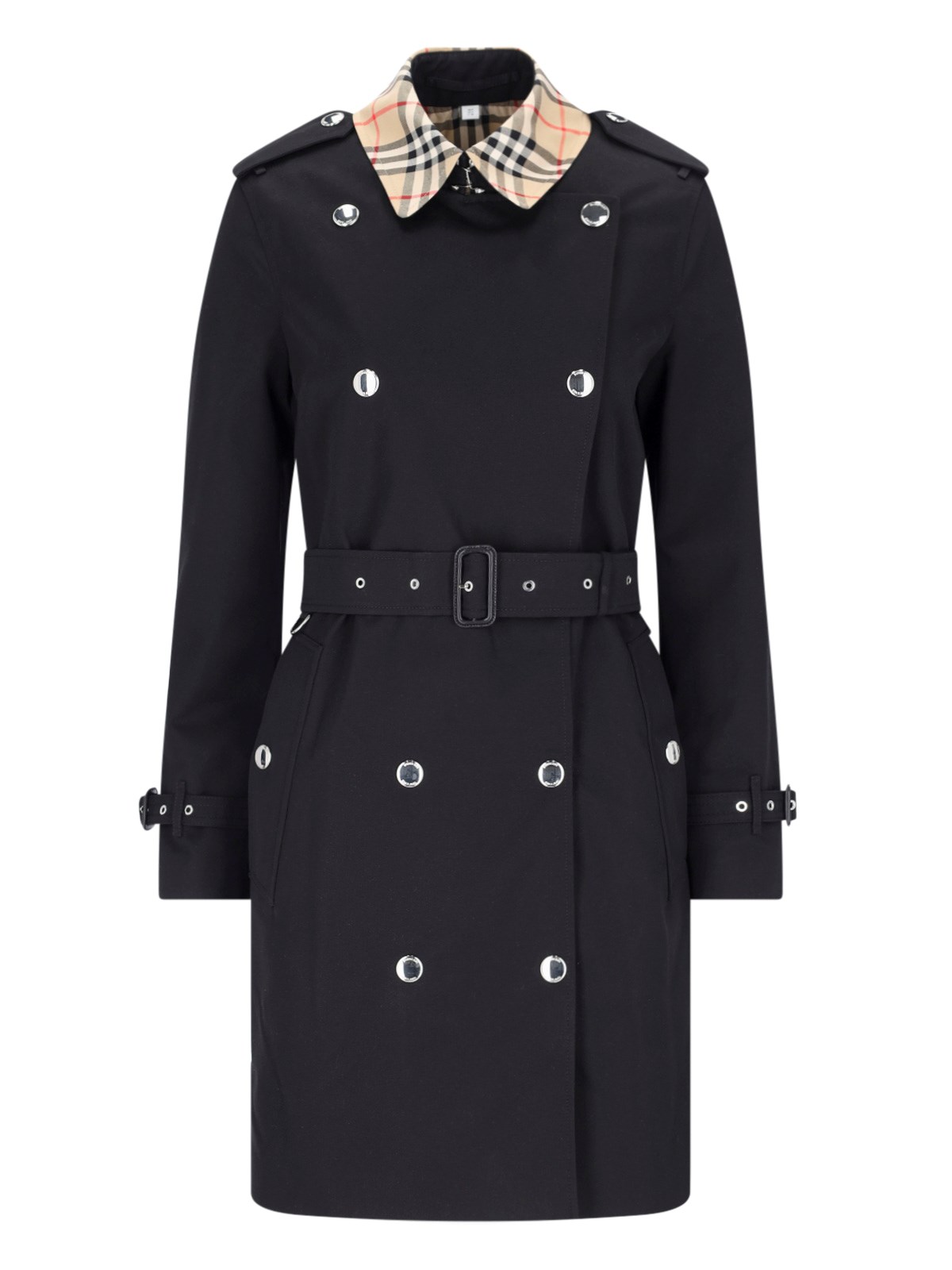 BURBERRY CHECK DETAILS TRENCH COAT