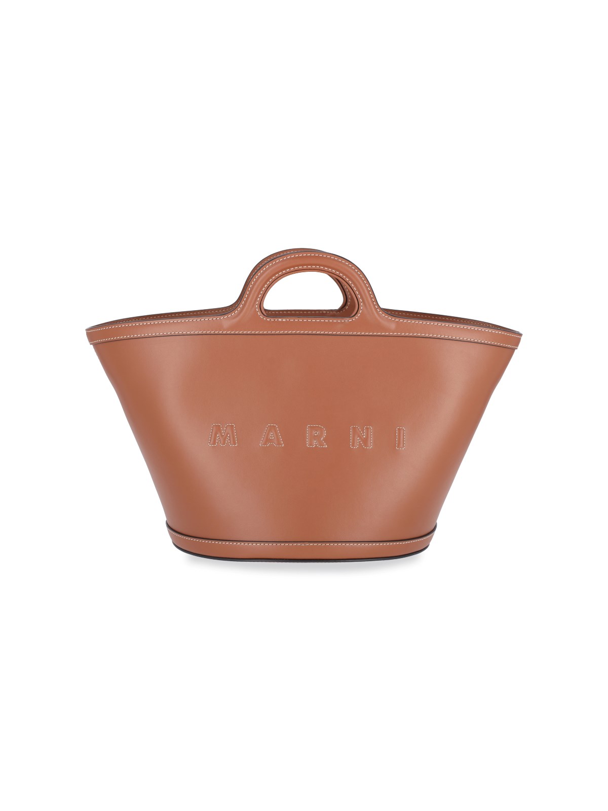 Shop Marni "tropicalia" Small Tote Bag In Brown