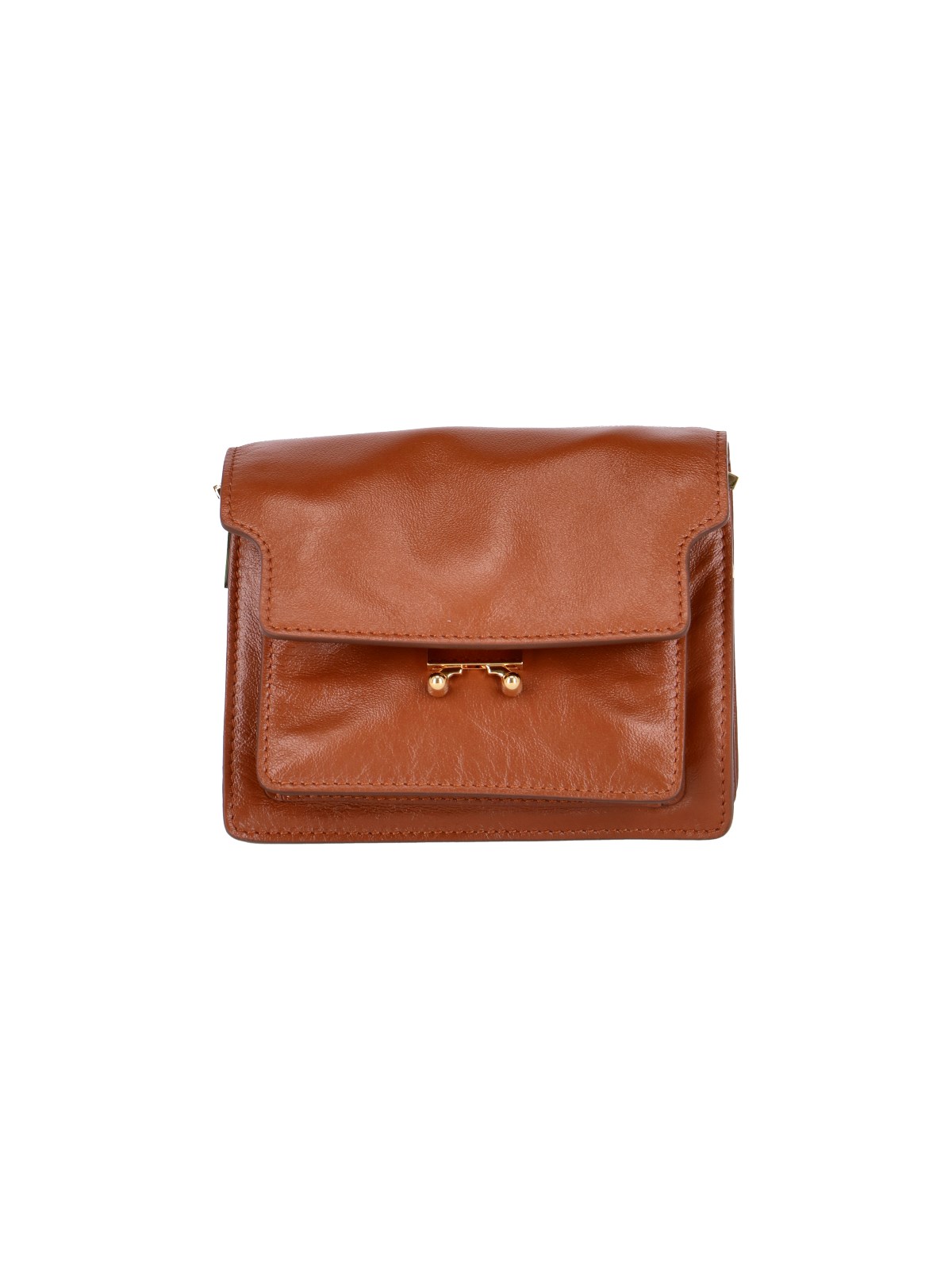 TRUNK SOFT mini bag in brown leather