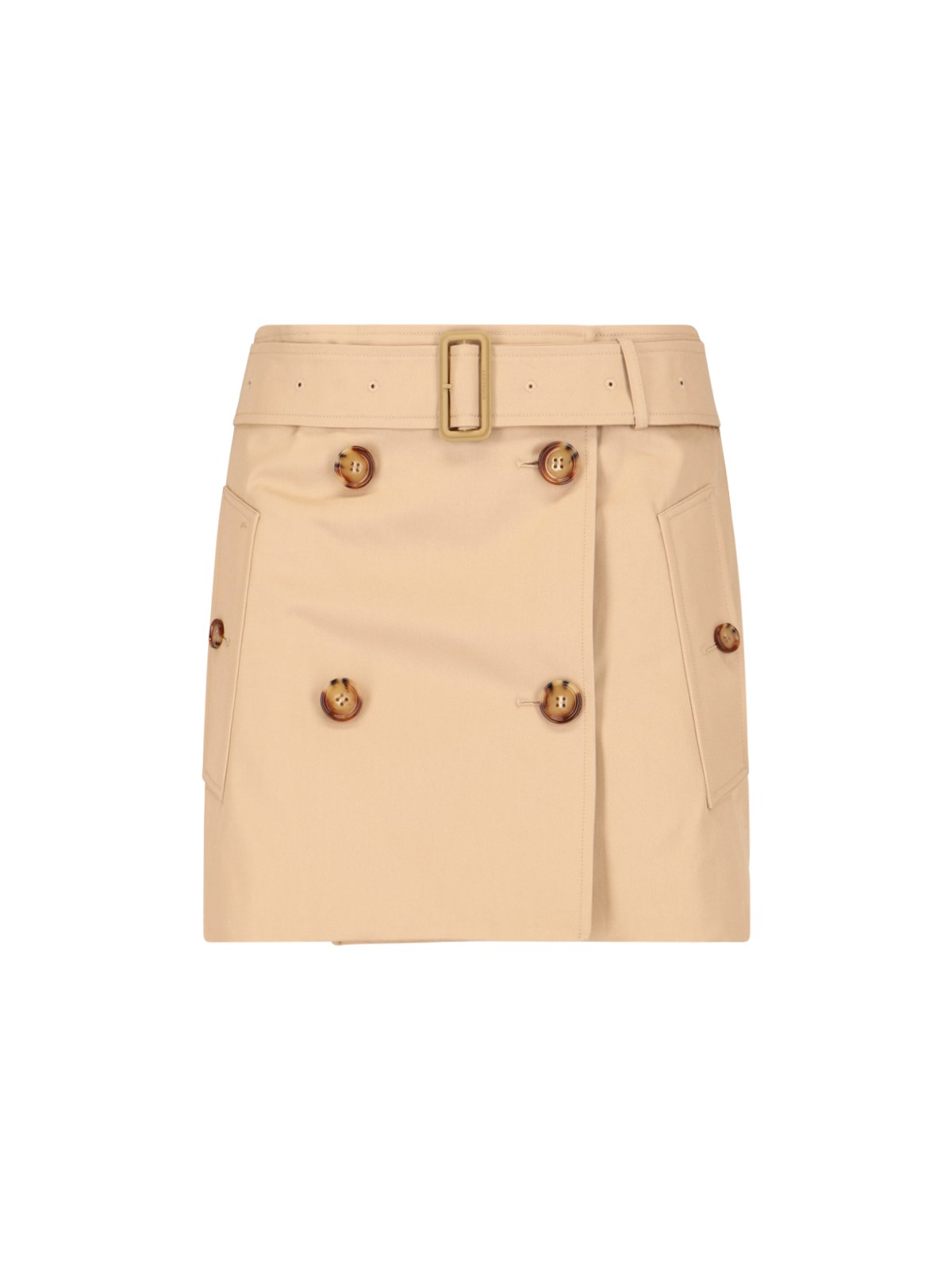 Shop Burberry 'trench' Miniskirt In Beige