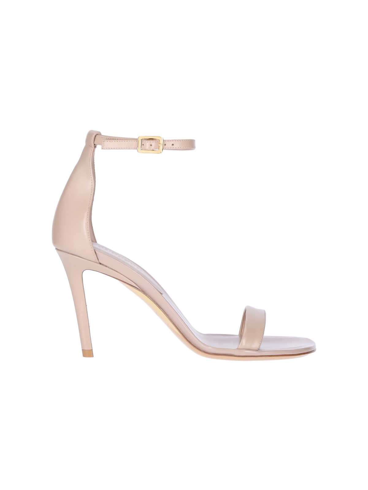 Shop Burberry Leather Sandals In Beige