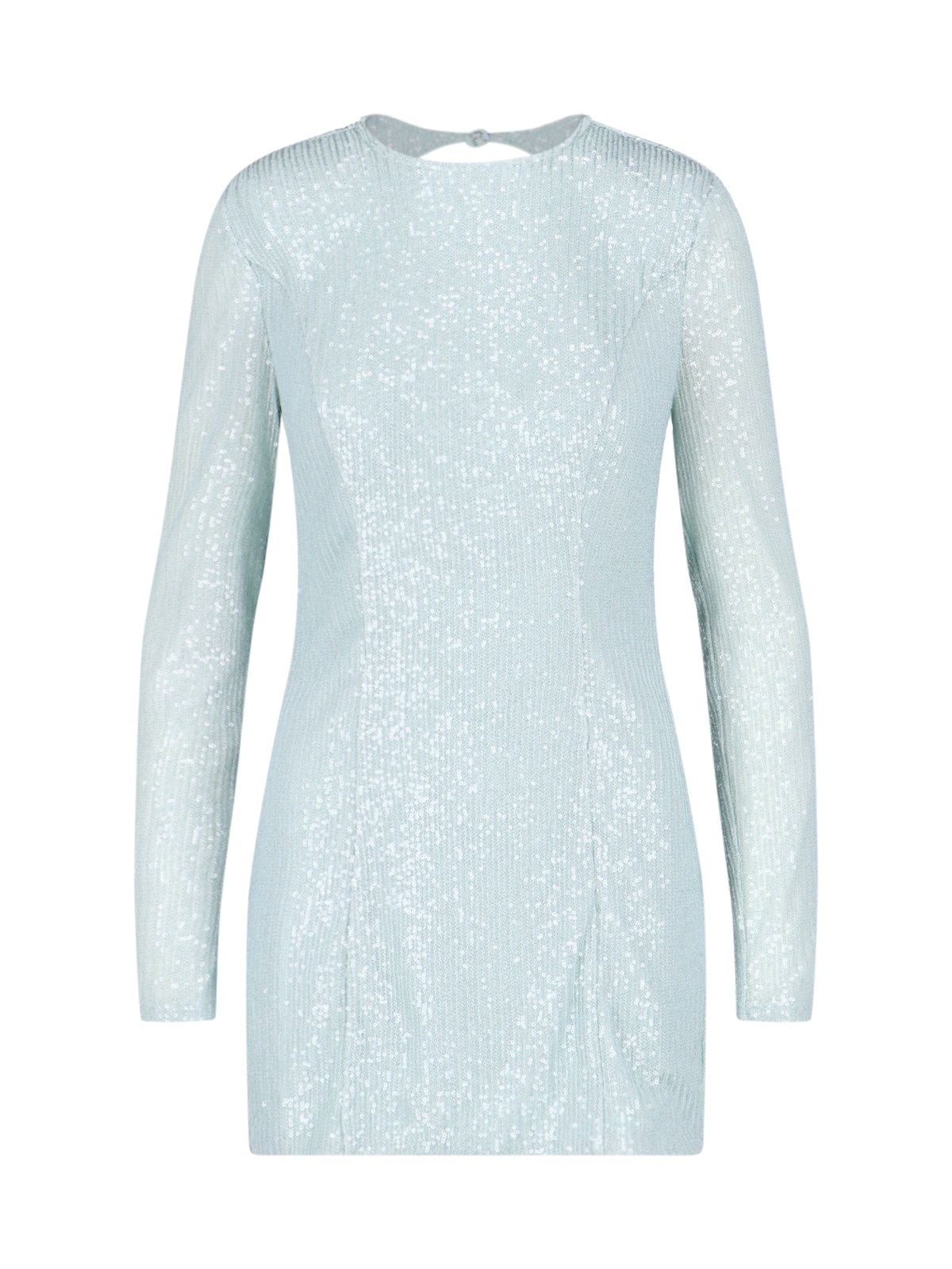 Rotate Birger Christensen Textured Sequins Open Back Dress In Light Blue