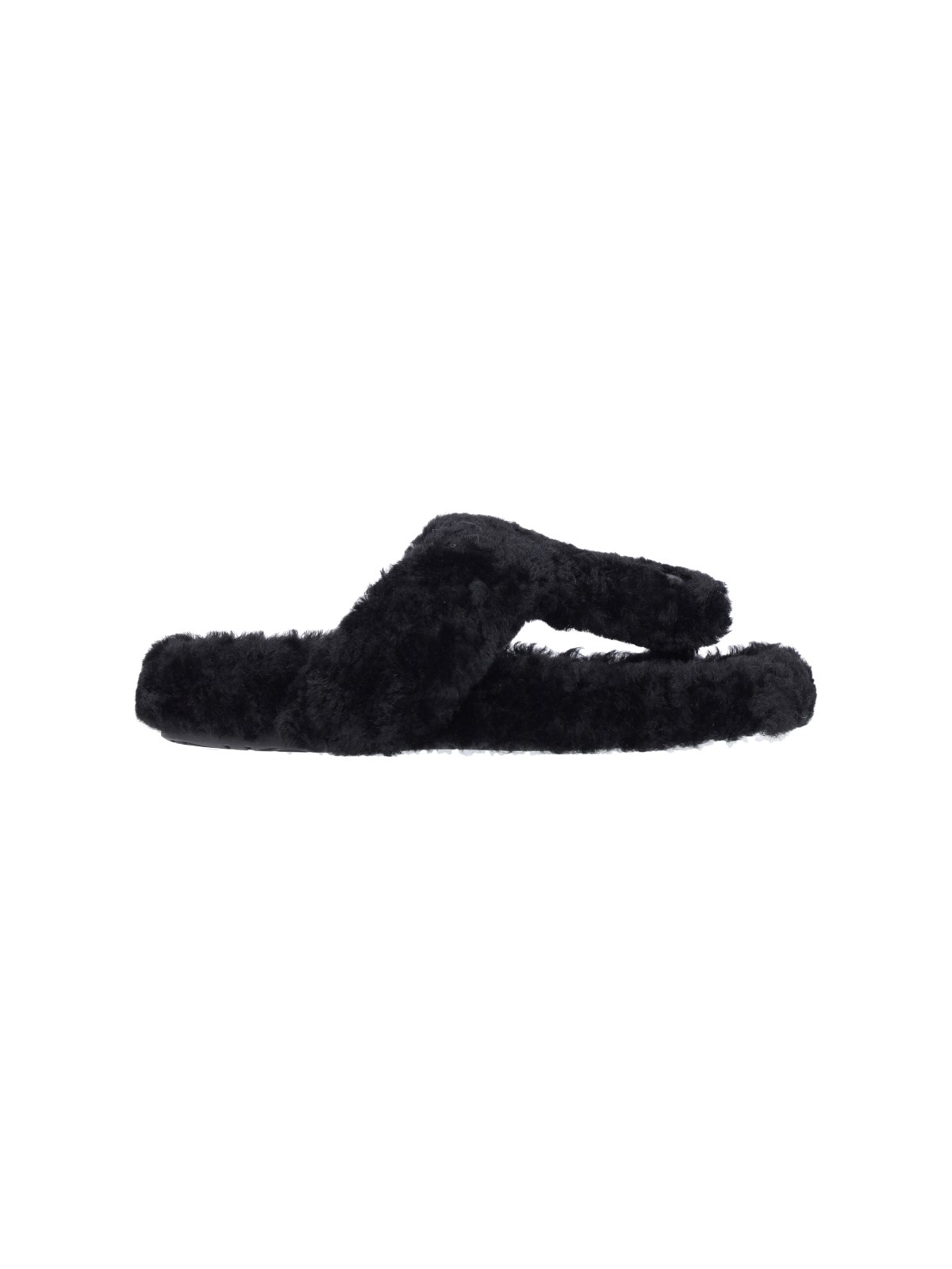 Loewe Shearling Thong Sandals In Black