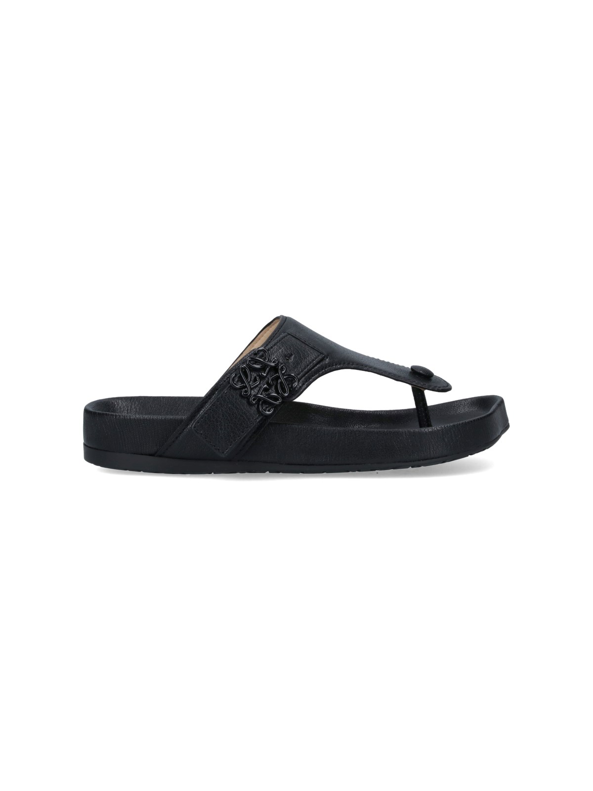 Loewe Ease Embellished Textured-leather Sandals In Black  