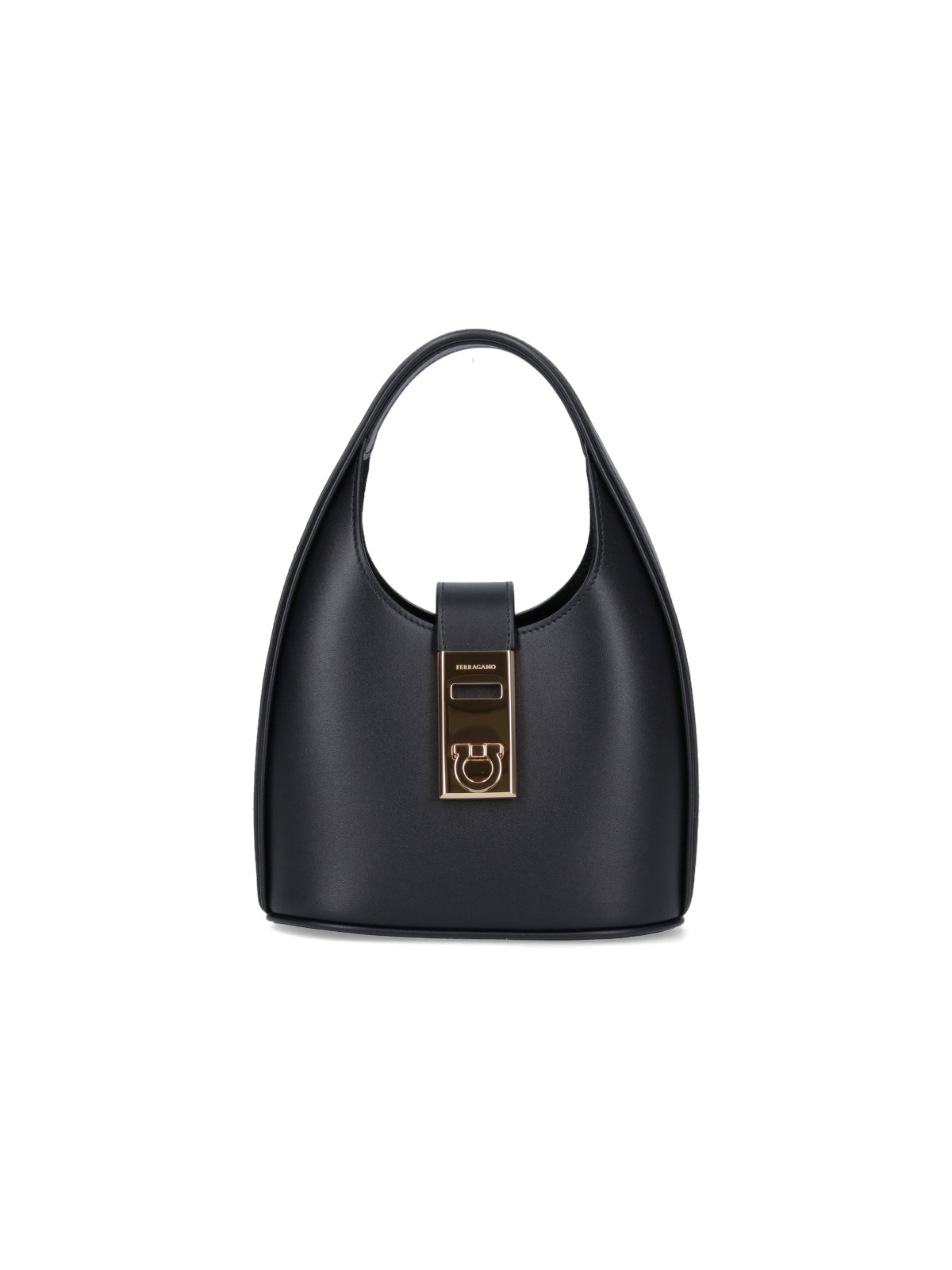 Shop Ferragamo Mini Hobo Bag "gancini" In Black  