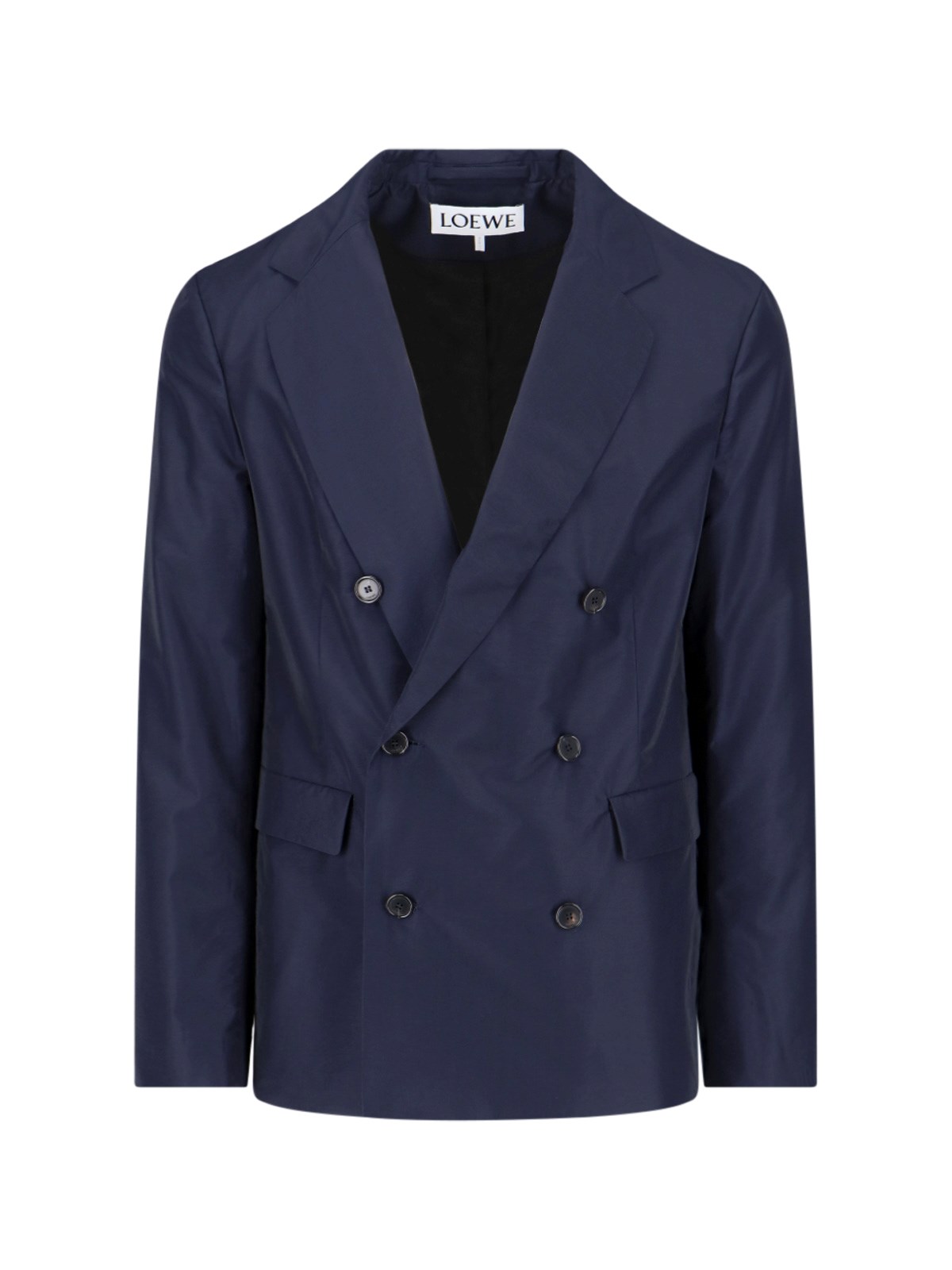 Shop Loewe Double-breasted Blazer In Blue