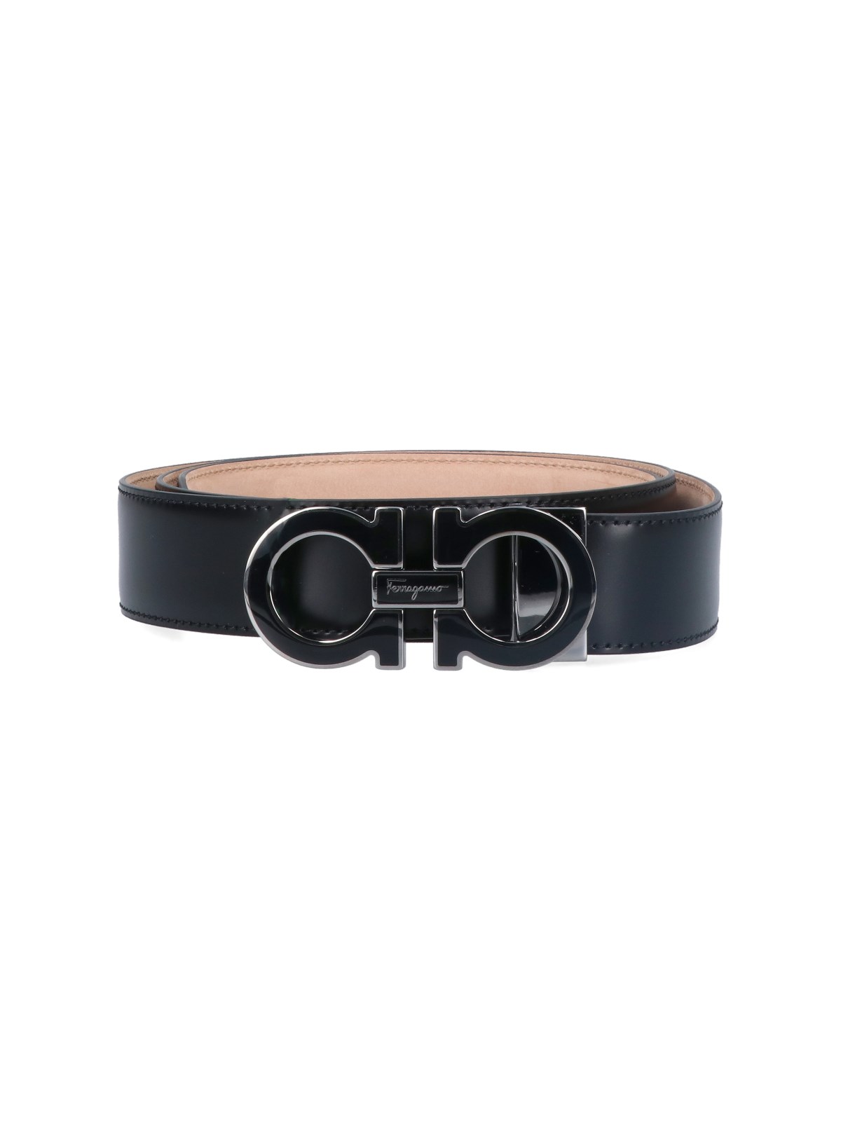 Ferragamo 'gancini' Adjustable Belt In Black  