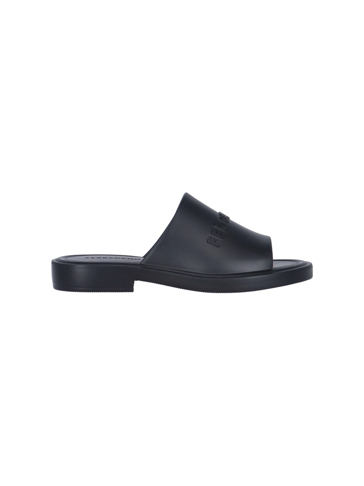 Ferragamo Logo Slide Sandals In Black  