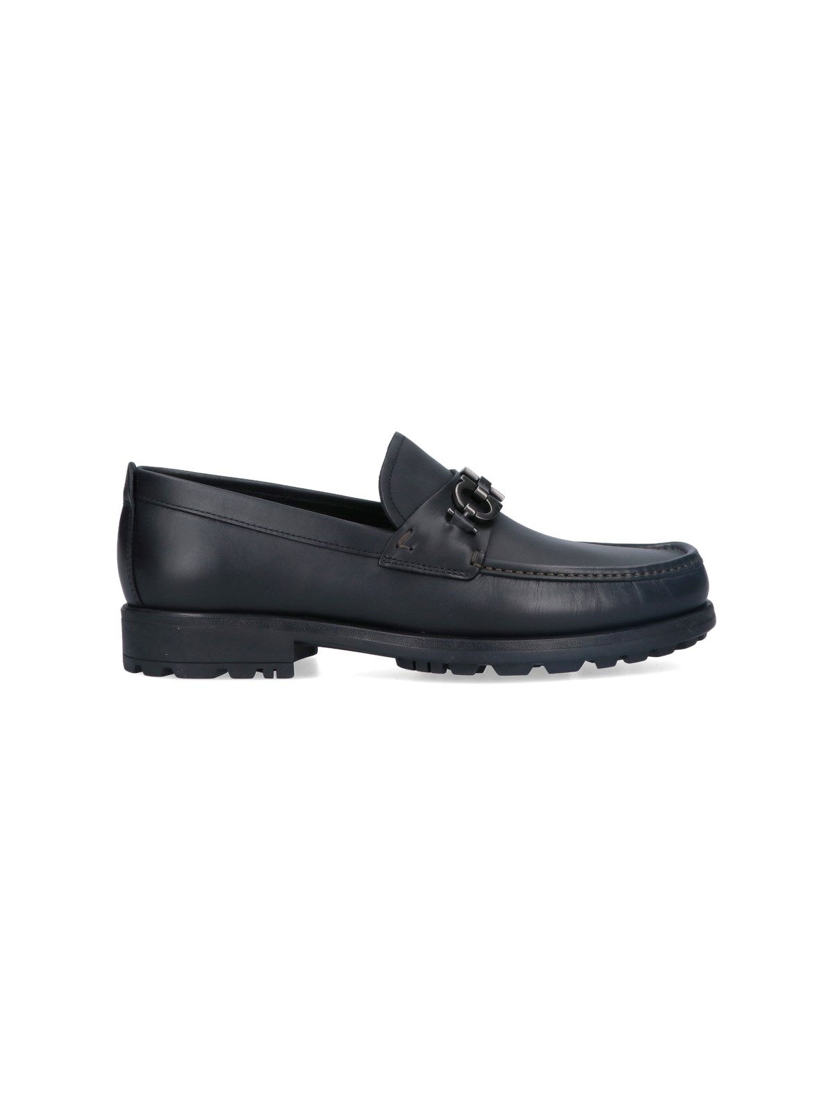 Ferragamo Black Leather Cocoon Loafers In Multi