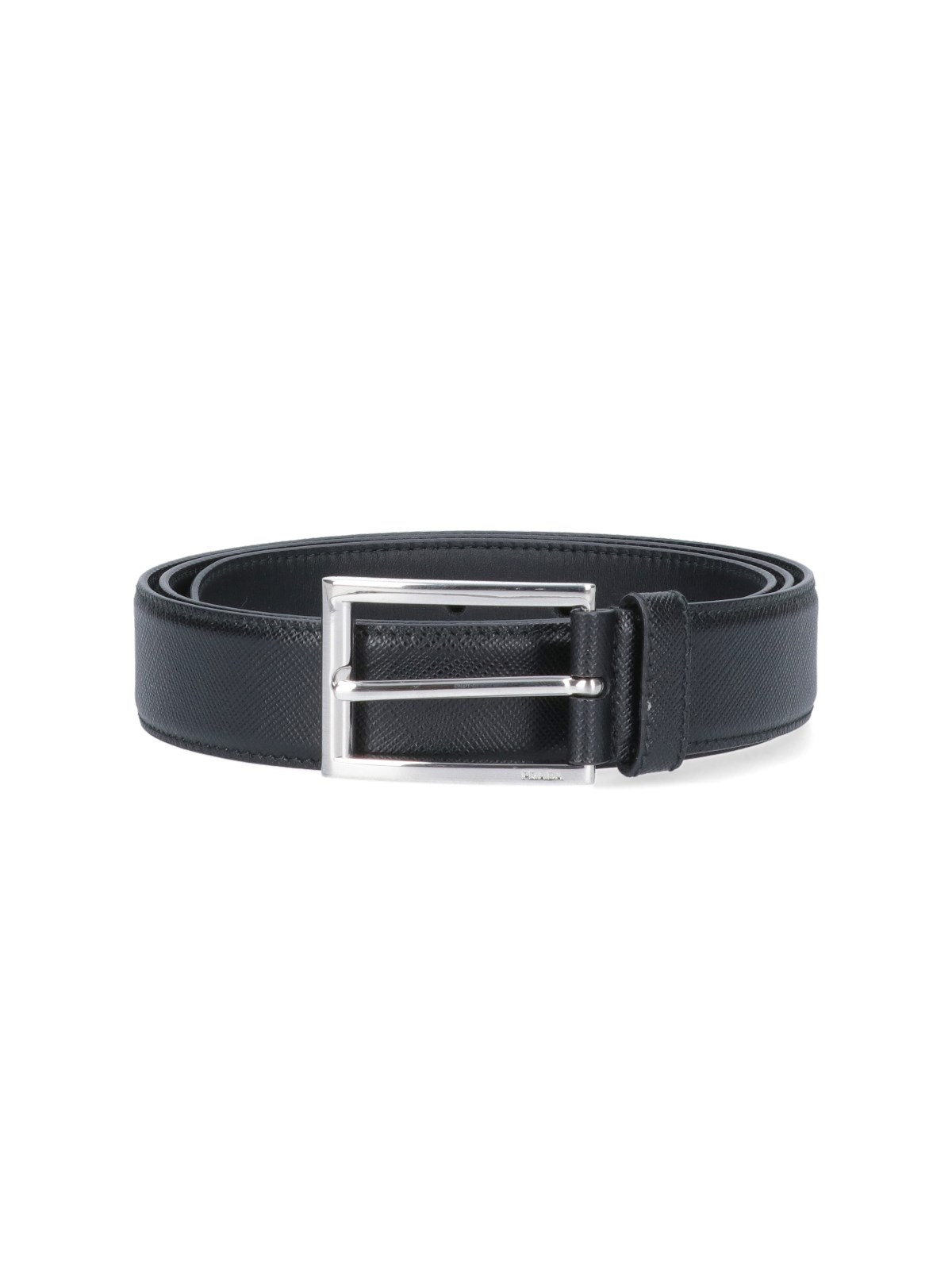 Prada Saffiano Leather Belt In Black  