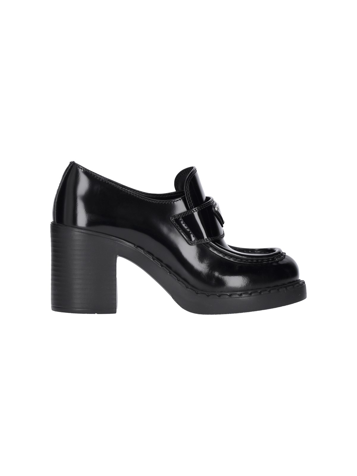 Shop Prada 'chocolate' Heel Loafers In Black  