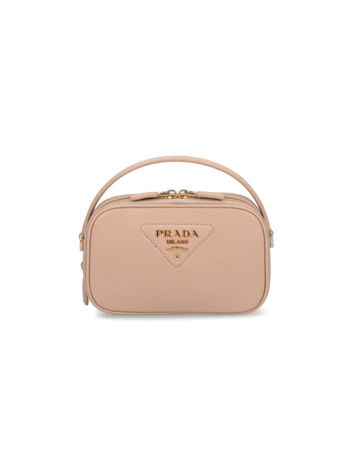 Shop Prada Logo Handbag In Beige
