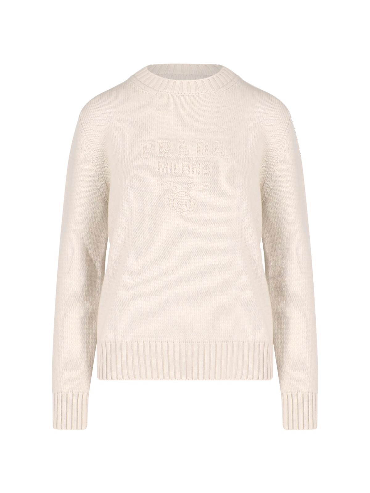 Prada Logo Sweater In Cream