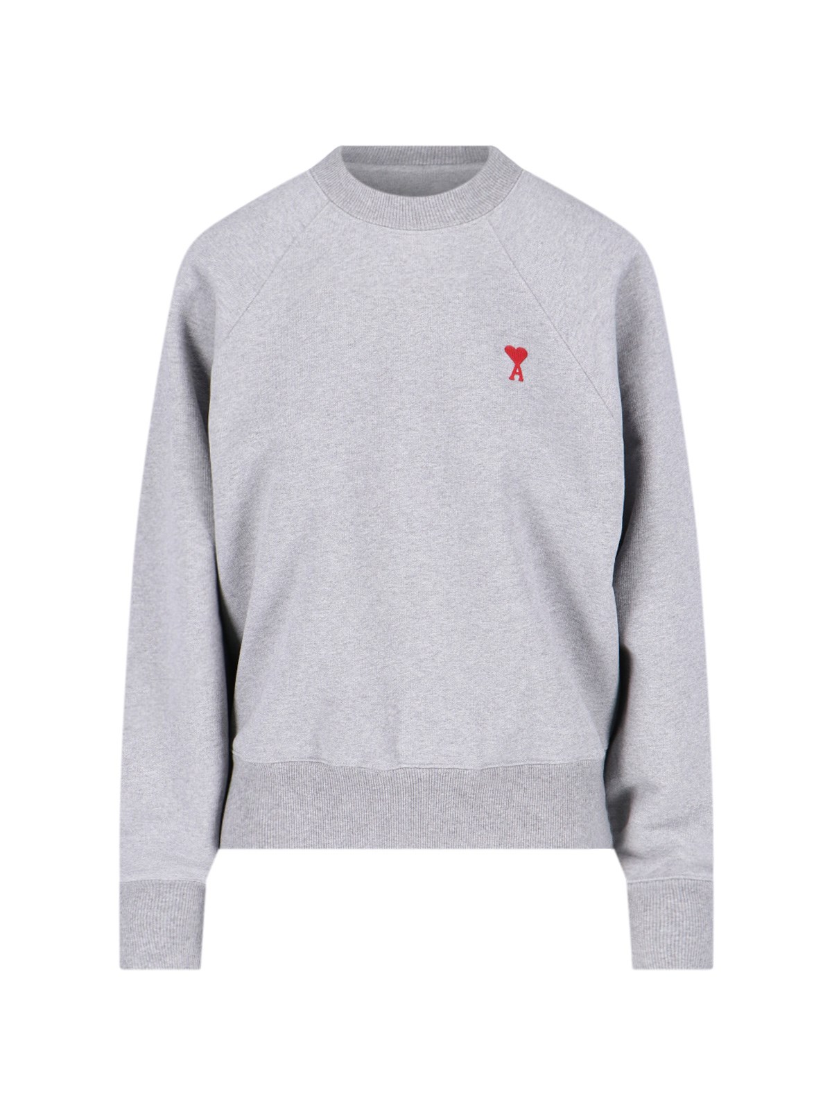 Shop Ami Alexandre Mattiussi Logo Crewneck Sweatshirt In Gray