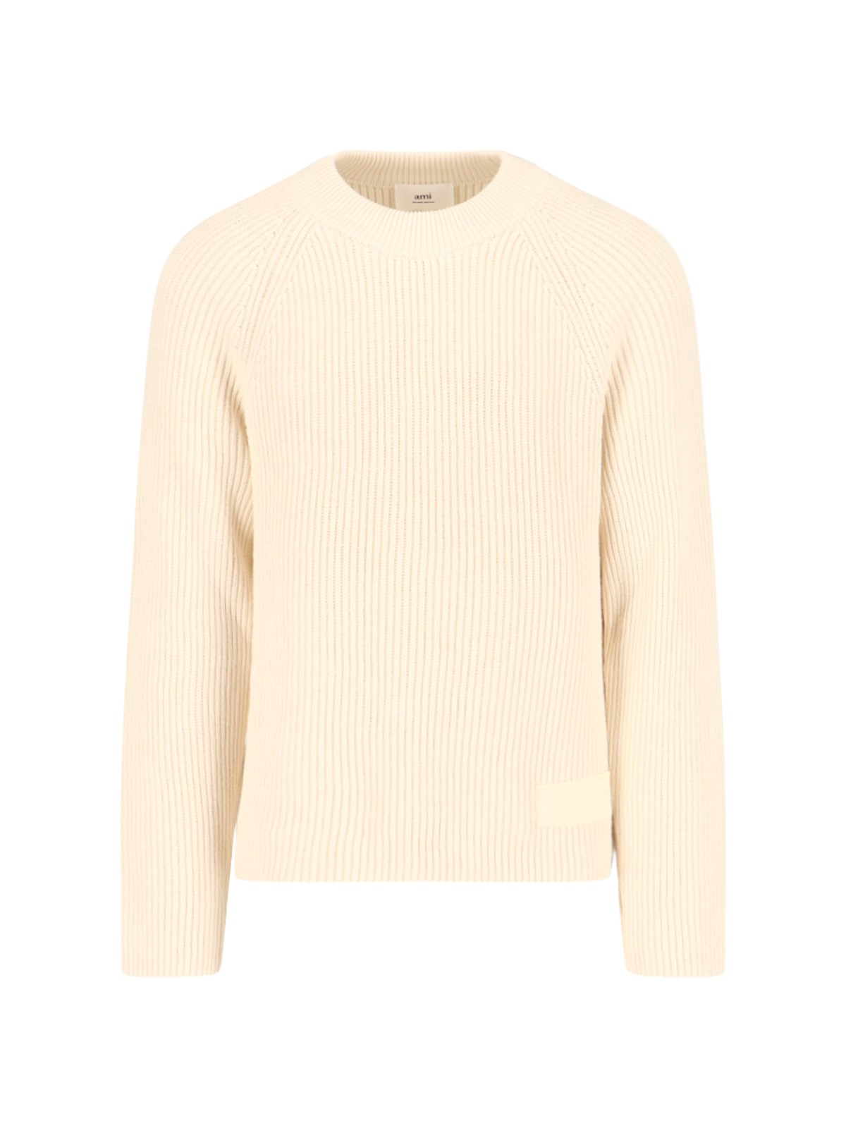 Shop Ami Alexandre Mattiussi Logo Crewneck Sweater In Cream