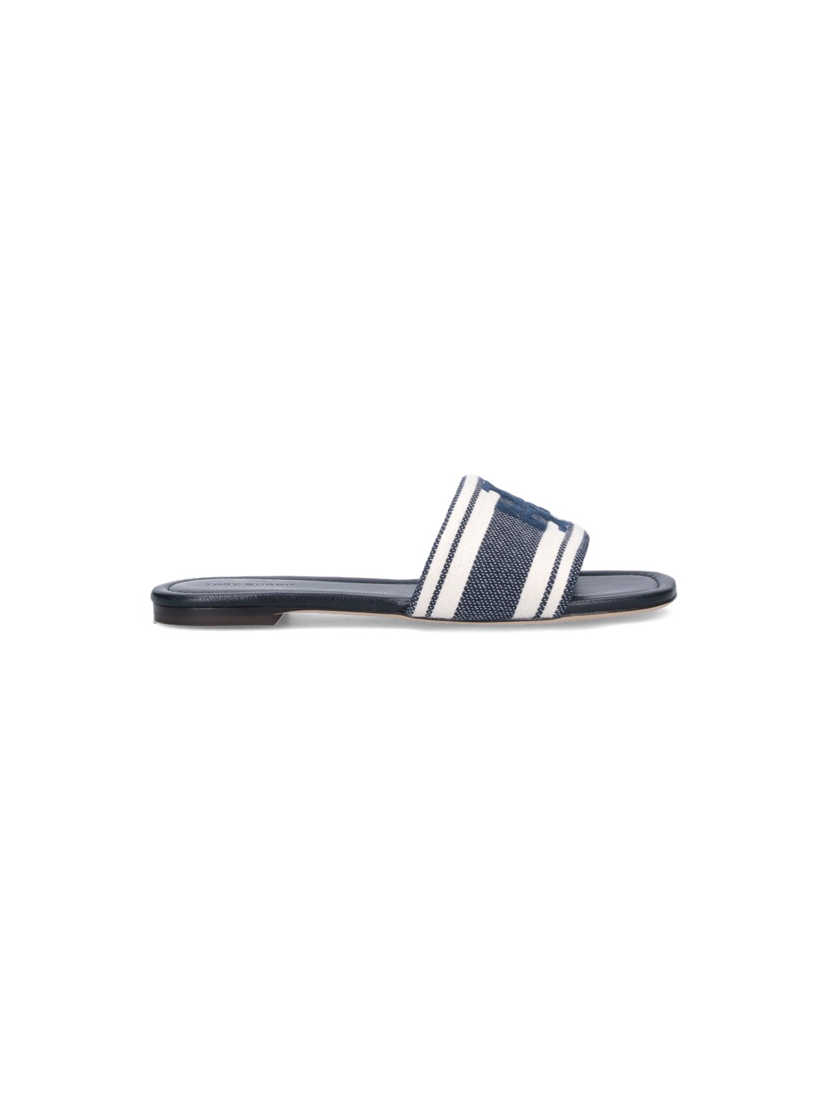 Tory Burch Logo Jacquard Slide Sandals In Blue