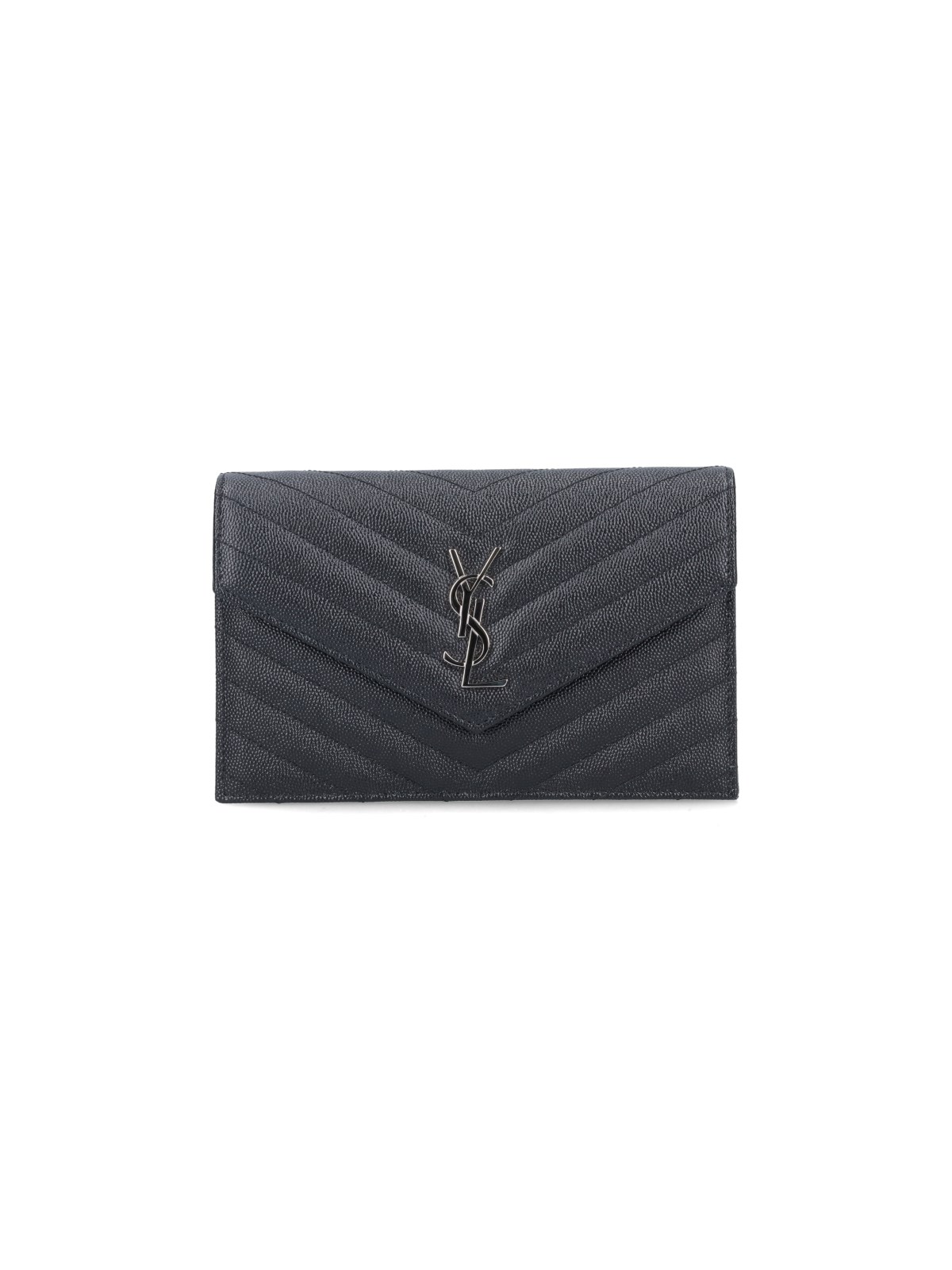 Saint Laurent Large Monogram Flap Wallet - Grey