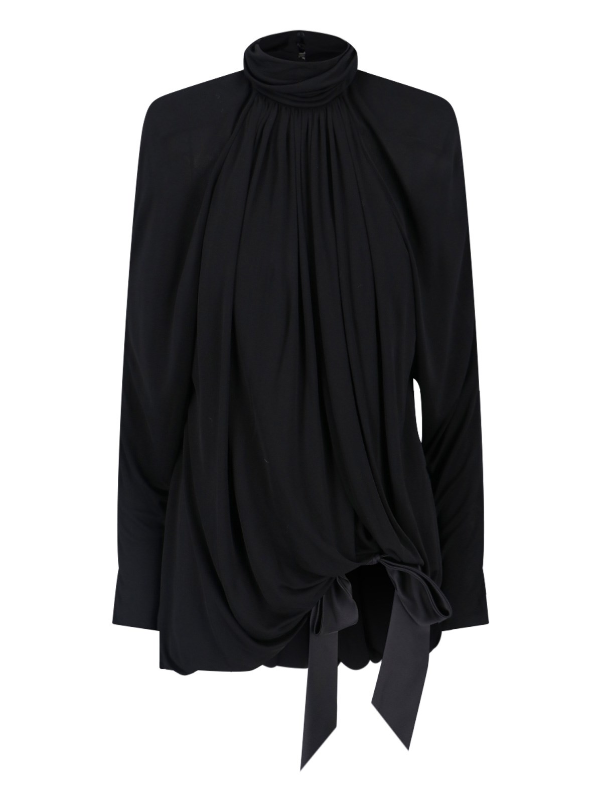 Saint Laurent Draped Mini Dress In Black  
