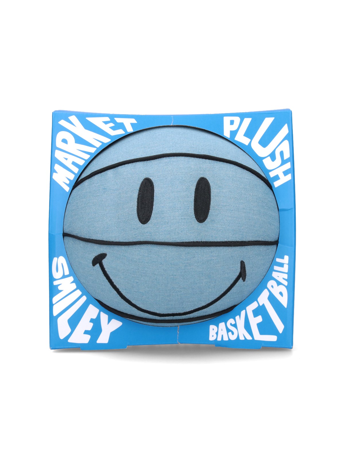 Market 'smiley® Denim Plush Basketball' Cushion In Blue