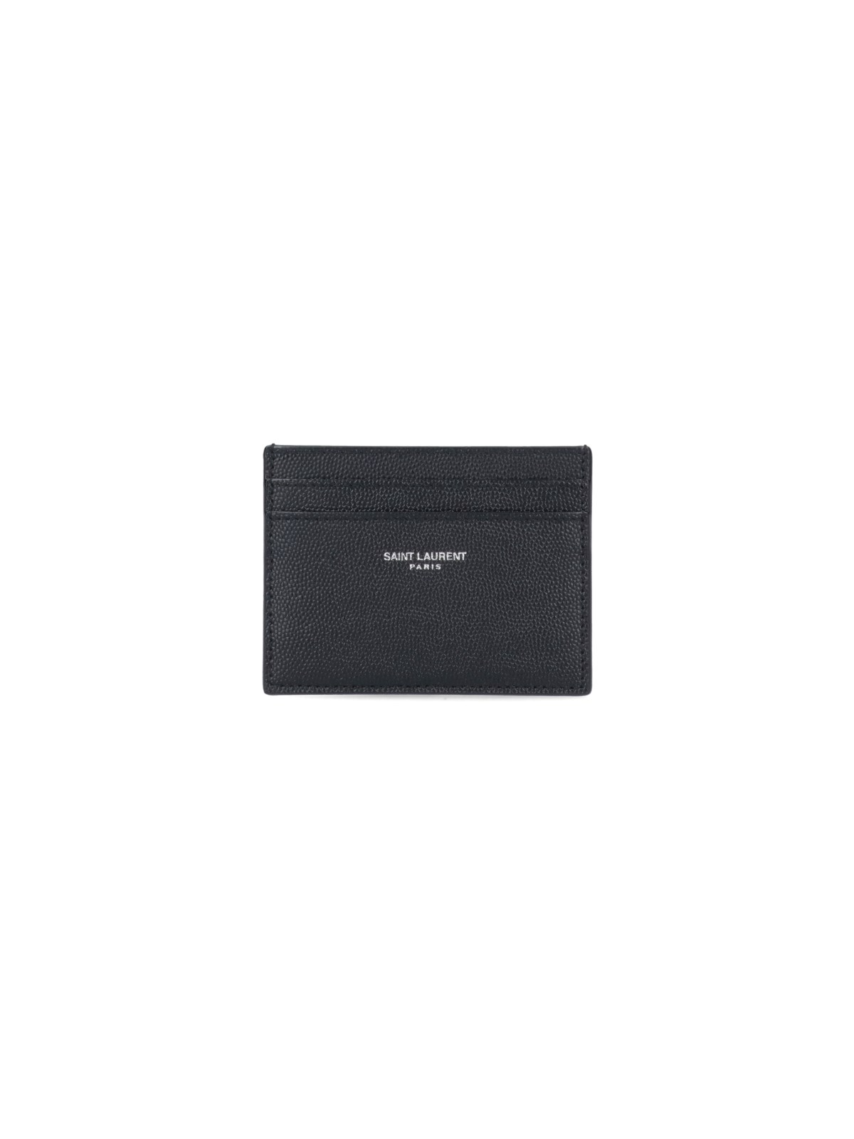 Saint Laurent Grey Grain de Poudre Leather Credit Card Case 375946