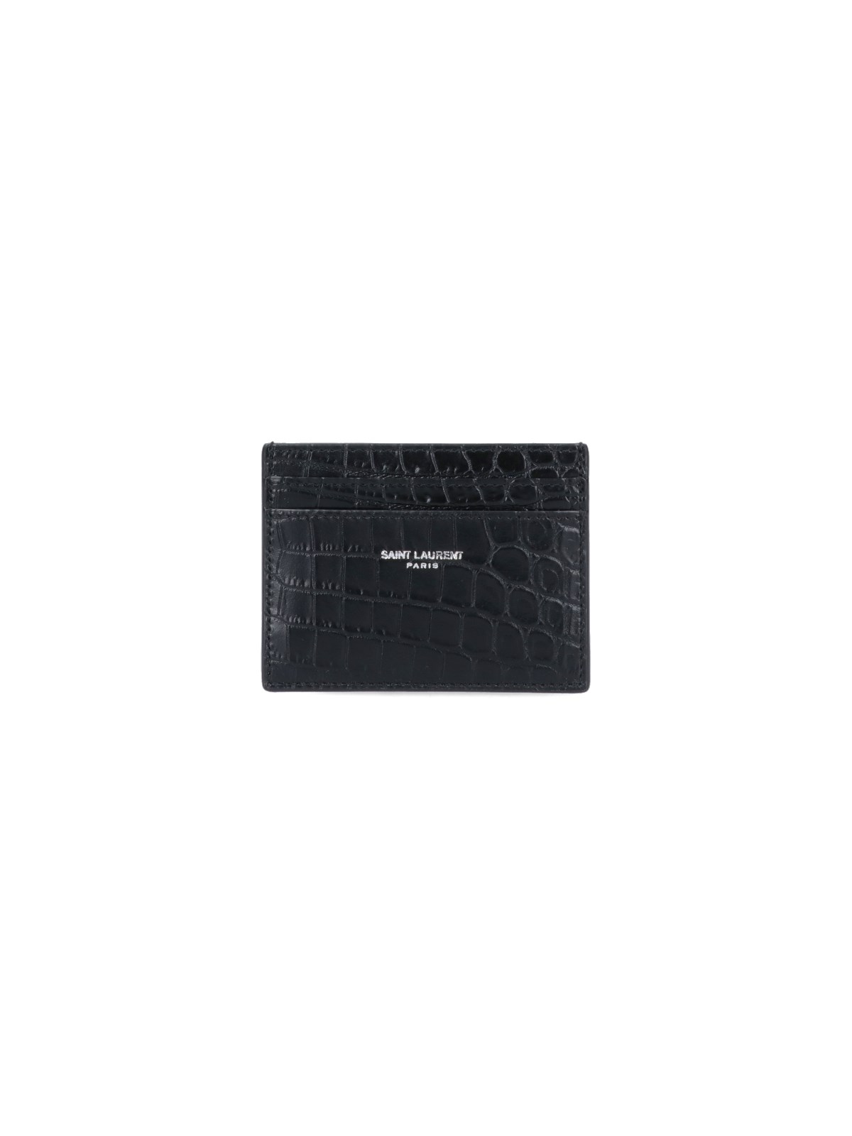 Shop Saint Laurent - Croc Print Card Holder In Black  