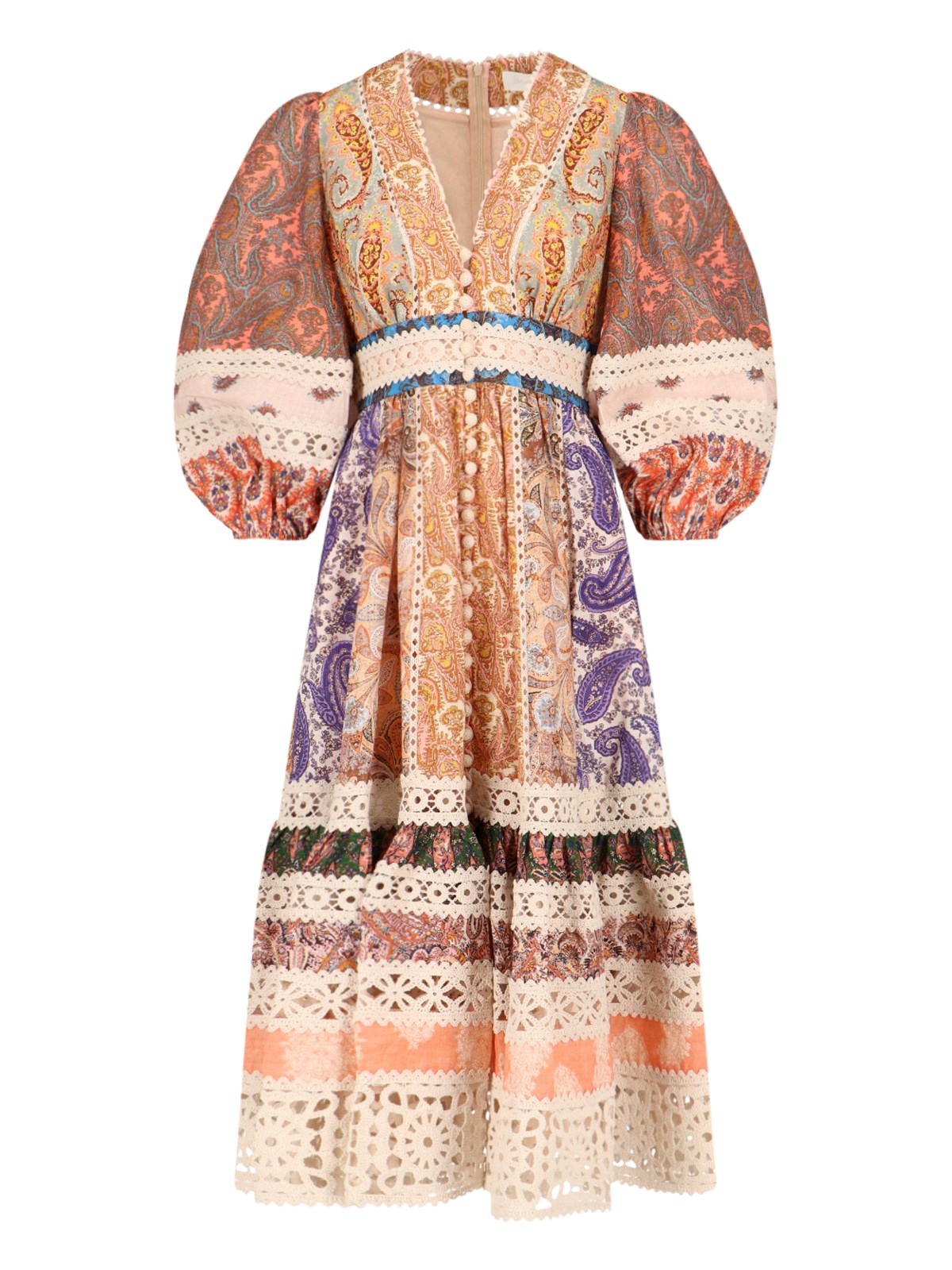ZIMMERMANN DEVI SPLICED MIDI DRESS