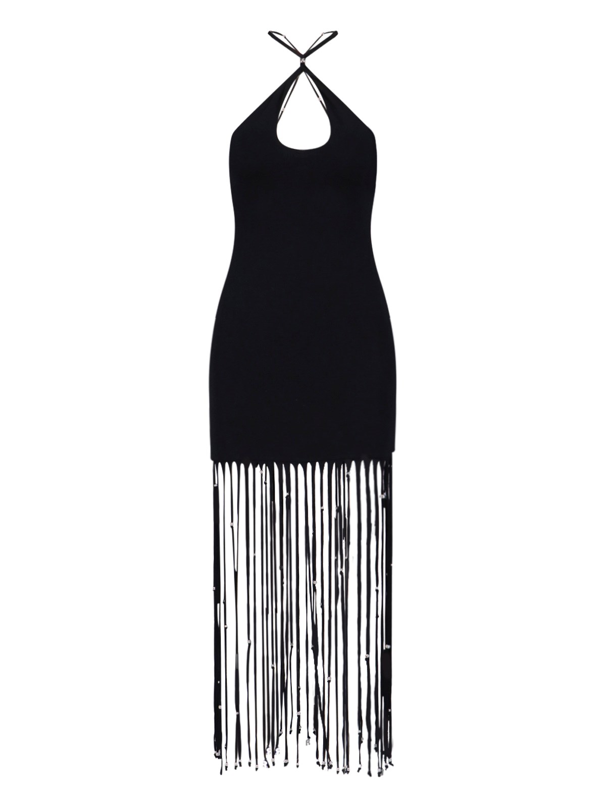 Rotate Birger Christensen Rotate Sunday Capsule Bead Fringed Dress In Black  